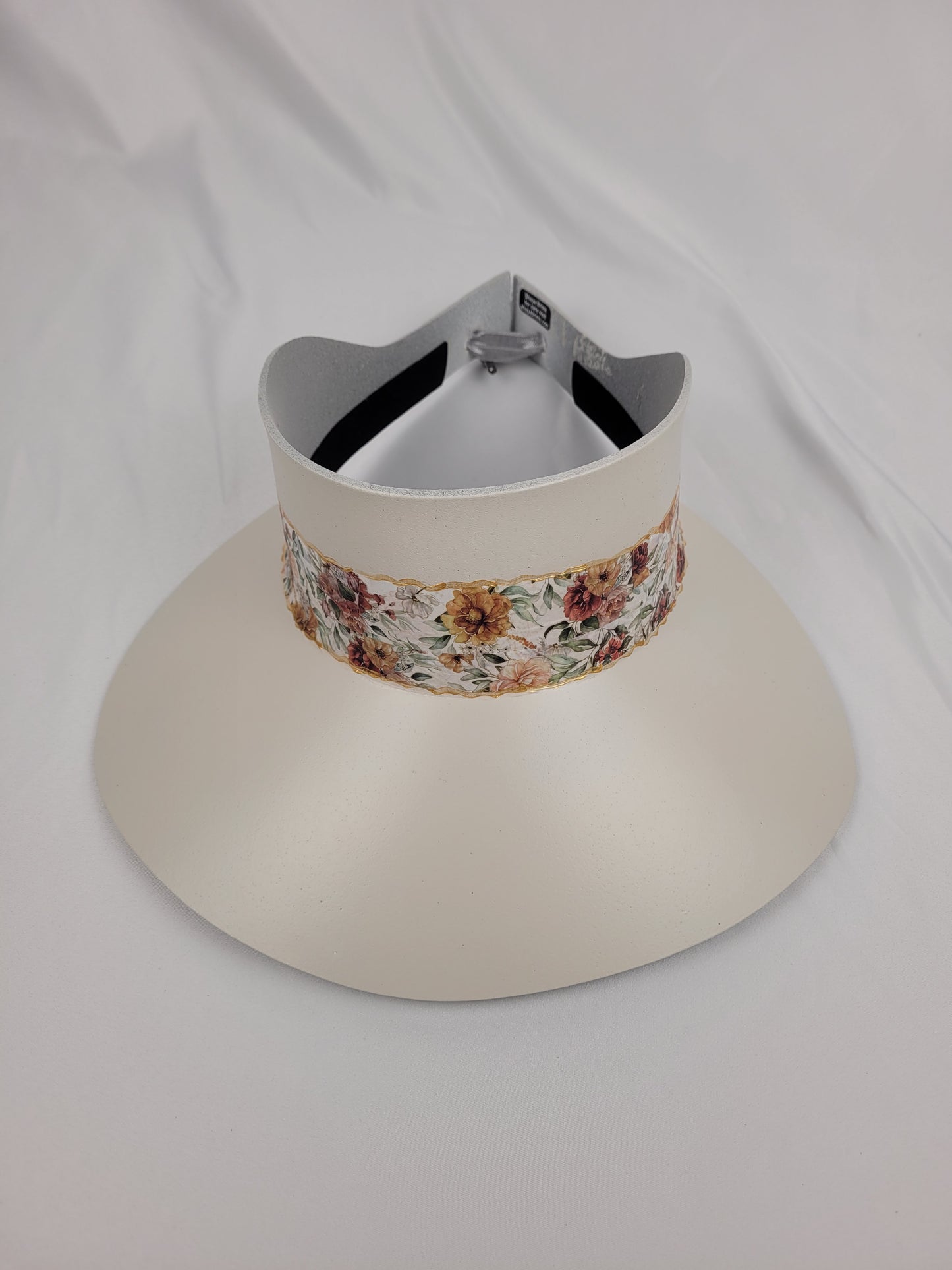 Tall Off-White "LadyEVA" Visor Hat with Light Floral Band