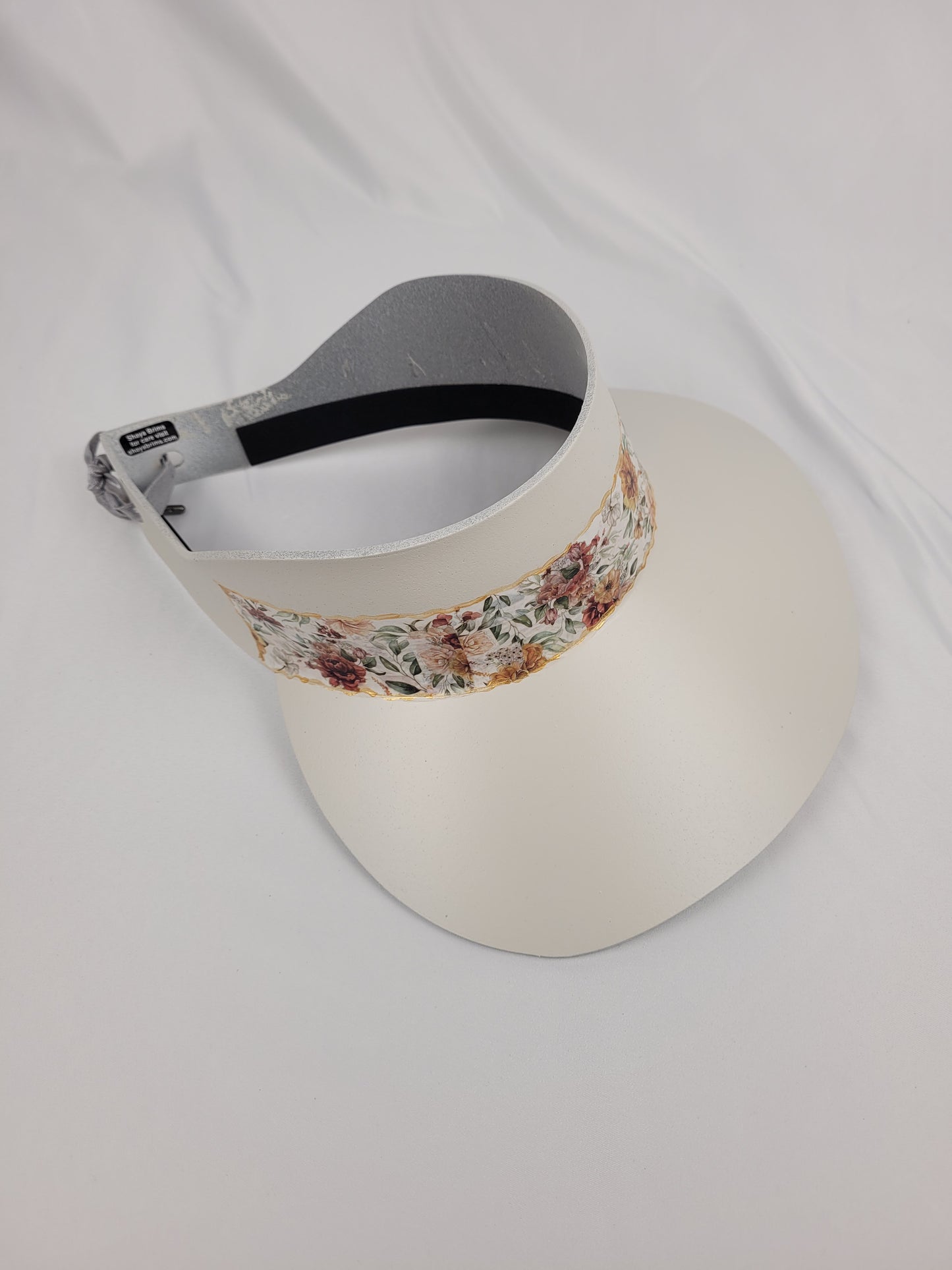 Tall Off-White "LadyEVA" Visor Hat with Light Floral Band