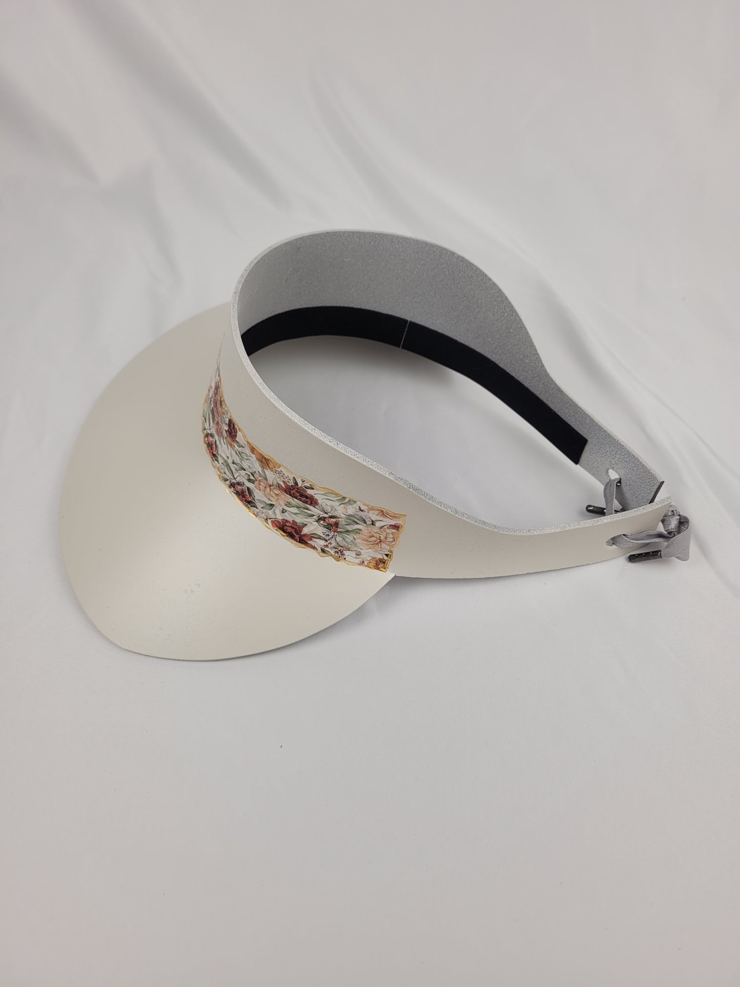 Tall Off-White "LadyEVA" Visor Hat with Light Floral Band