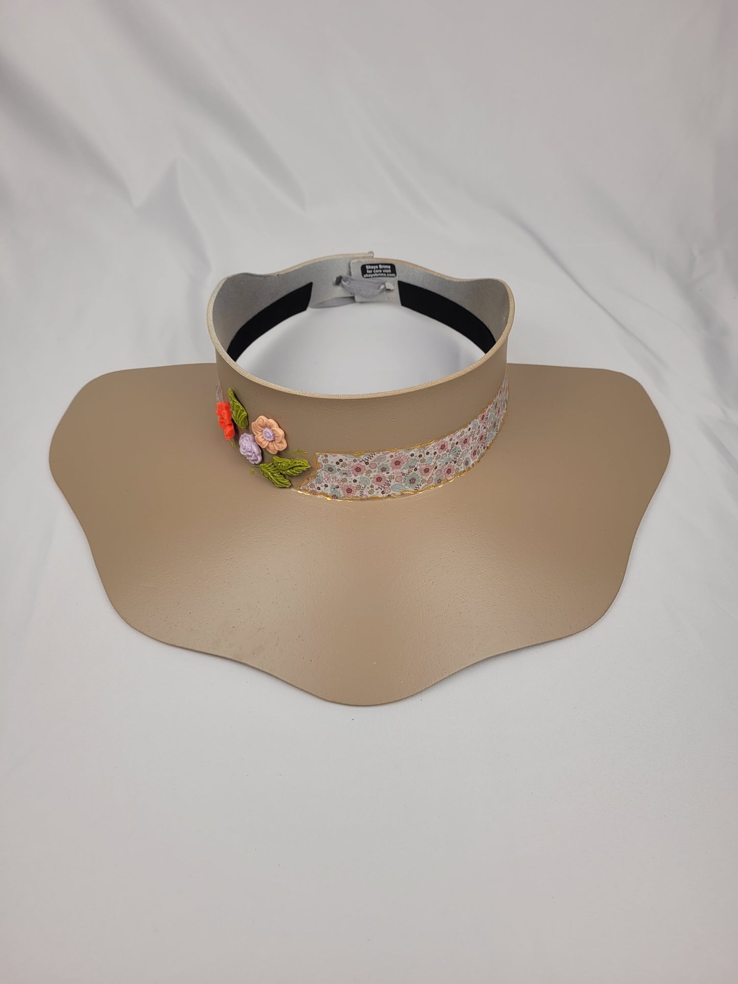 Beautiful Beige Lotus Sun Visor Delicate Floral Band and Citrus Flowers: UV protection during Golf, Hikes and Beach Days