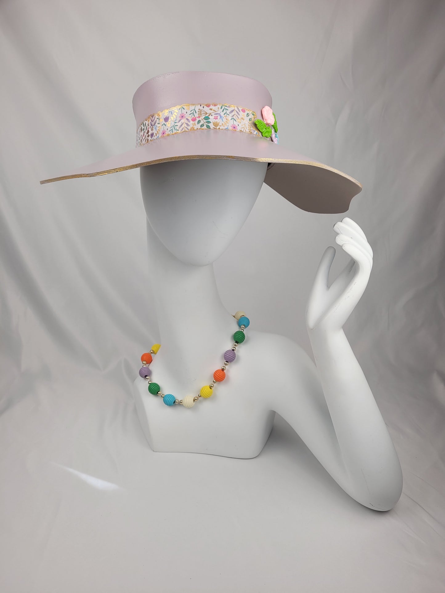 Lavender Lotus Visor with Fun Floral Band and Pastel Flowers