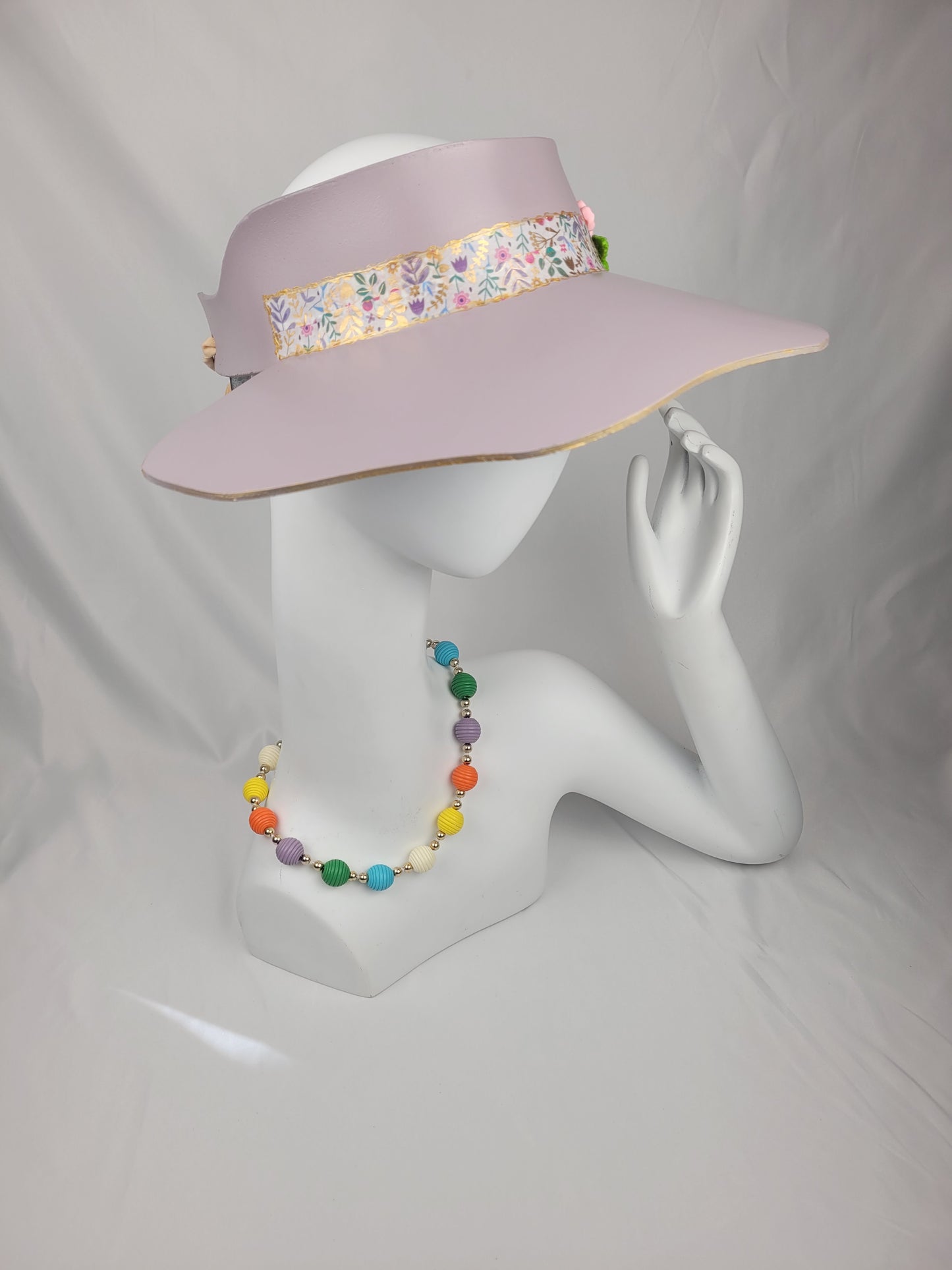 Lavender Lotus Visor with Fun Floral Band and Pastel Flowers