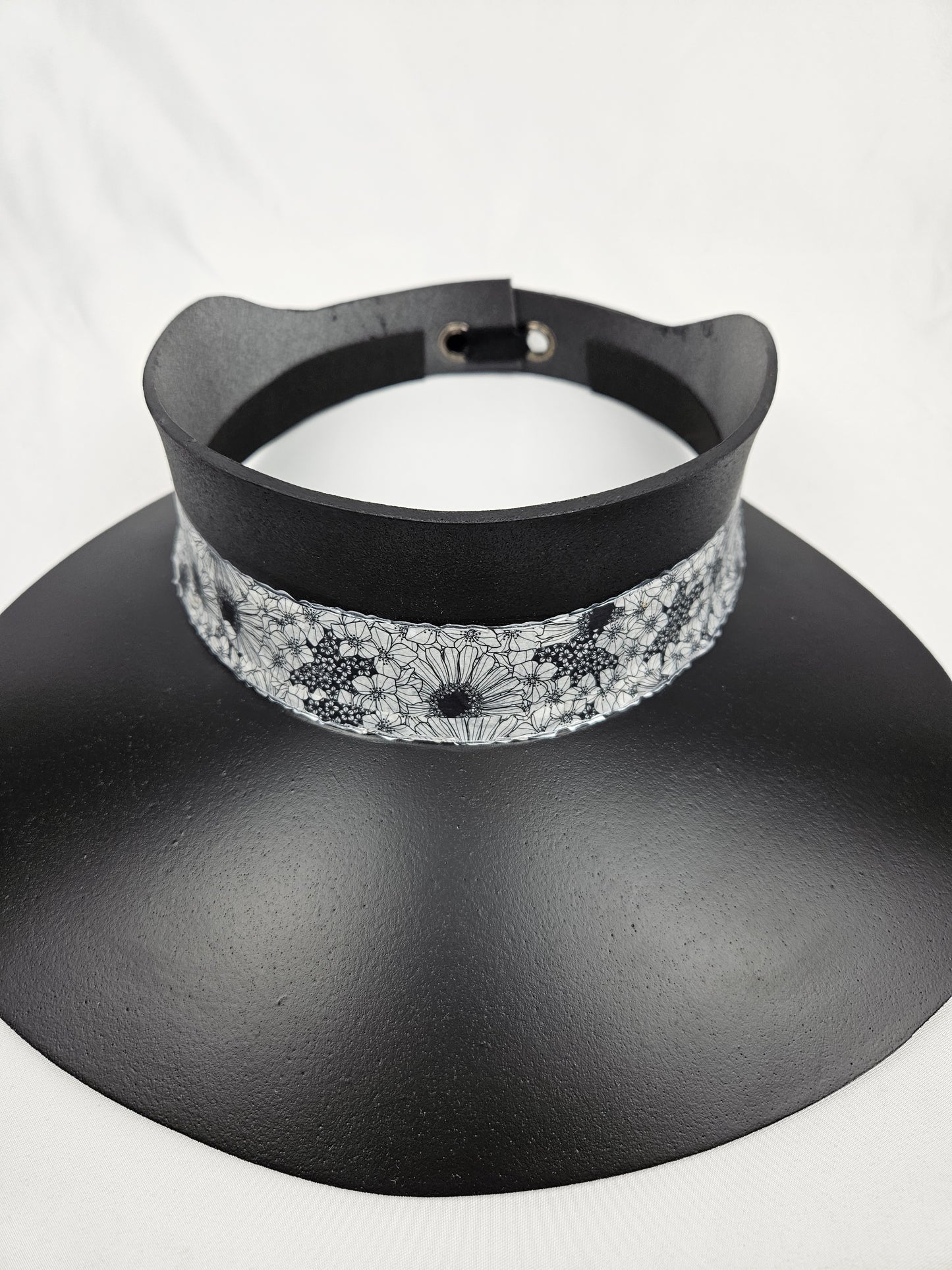 Black "LadyEVA" Visor Hat with Floral Band