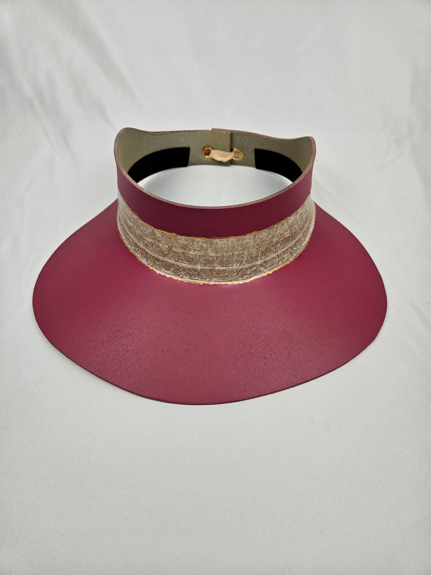 Tall Pink "LadyEVA" Visor Hat with Golden Band