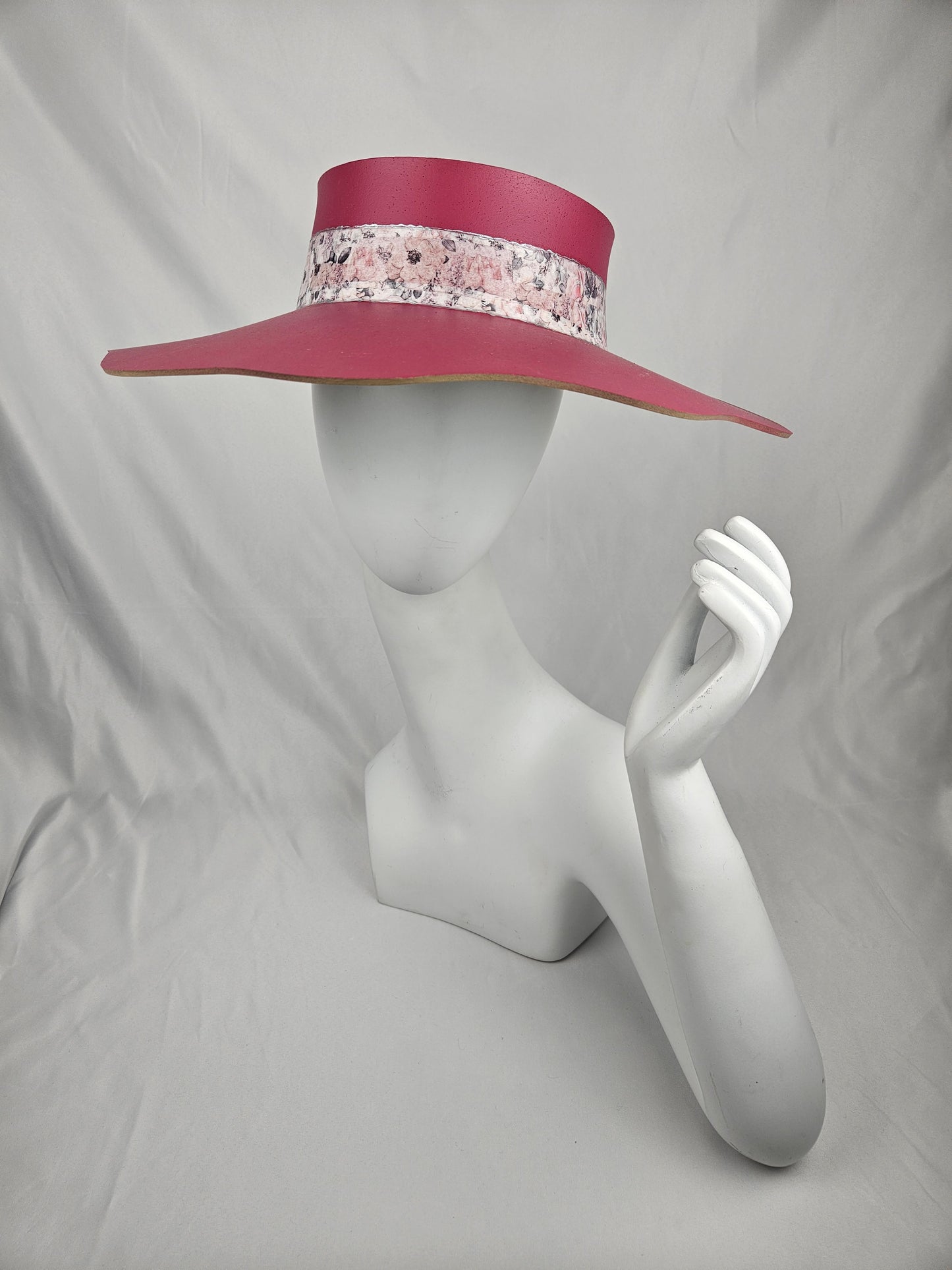 Pink Lotus Visor Hat with Floral Band