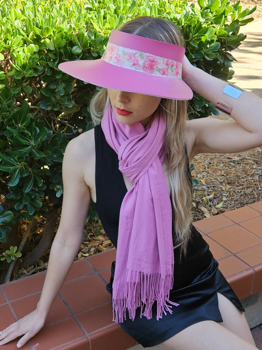 Pink "LadyEVA" Visor Hat with Bright Pink Floral Band