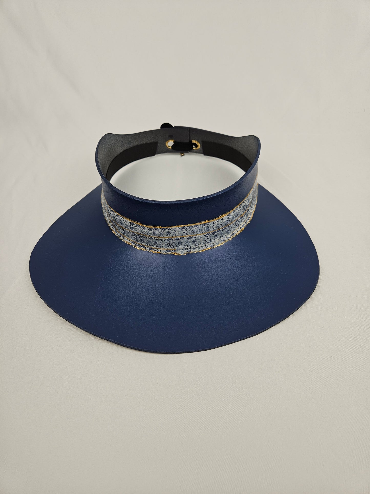 Navy StayShady Visor Hat with Blue and Gold Geometric Band