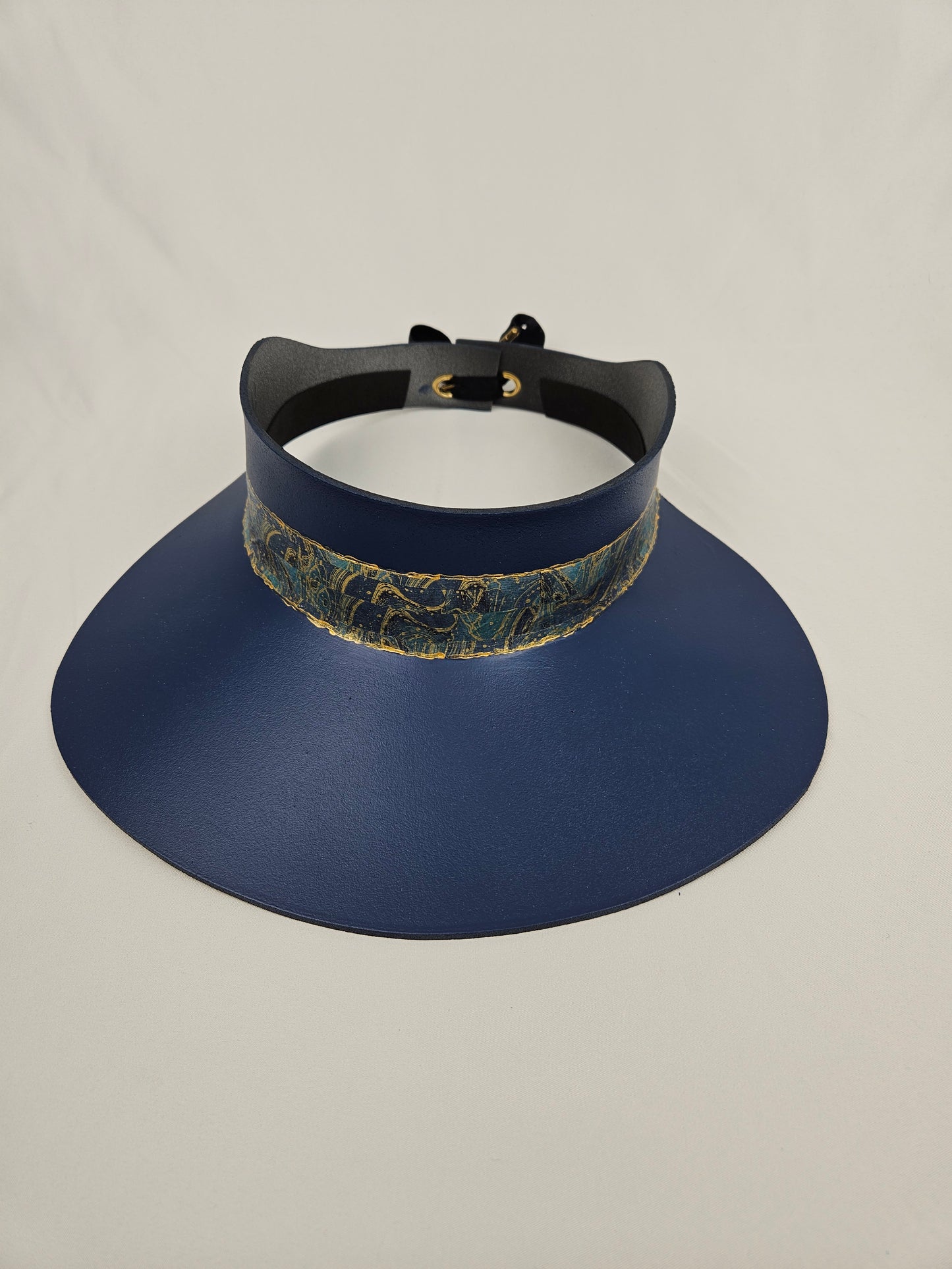 Navy Blue "LadyEVA" Visor Hat with Golden Marbled Band