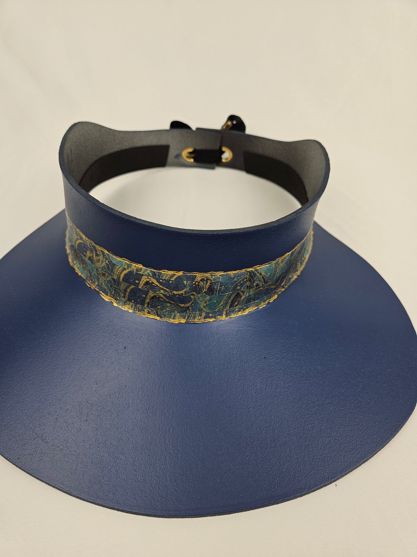 Navy Blue "LadyEVA" Visor Hat with Golden Marbled Band