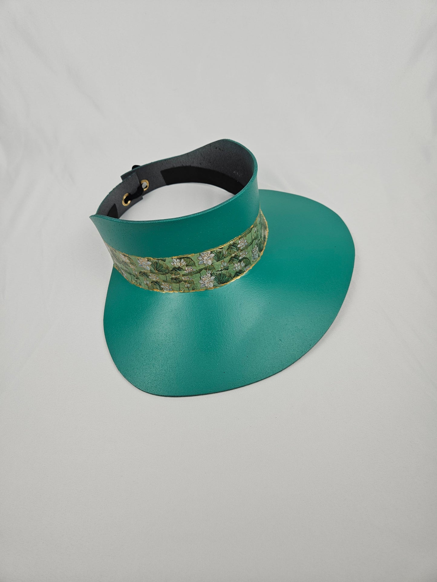 Tall Emerald Green "LadyEVA" Visor Hat with Green Floral Band