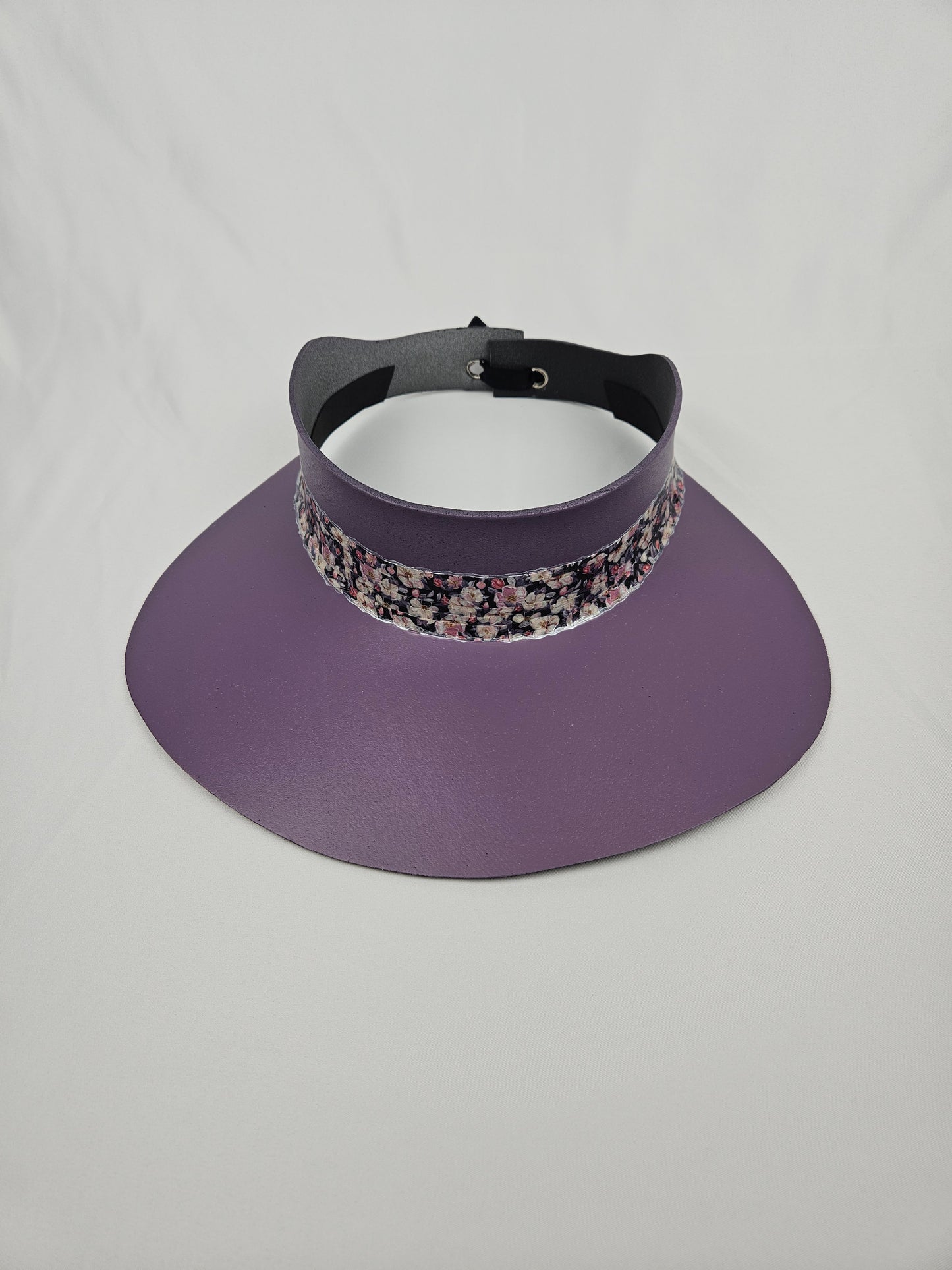 Purple LadyEVA Visor Hat with Dark Floral Band