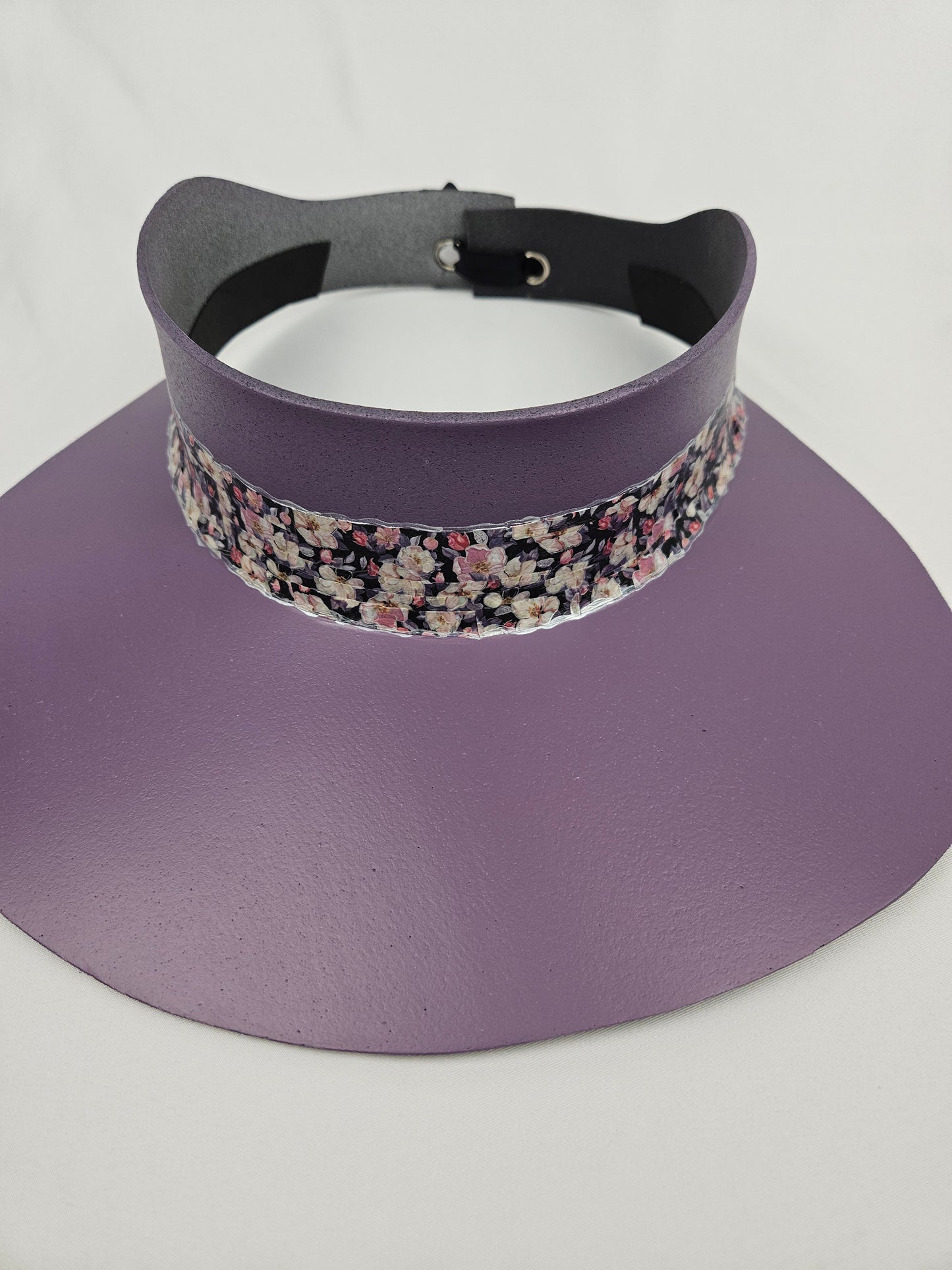 Purple LadyEVA Visor Hat with Dark Floral Band