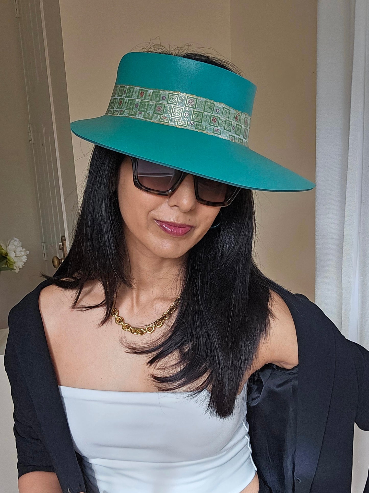 Alicia Aqua Green Wide Brimmed Sun Hat