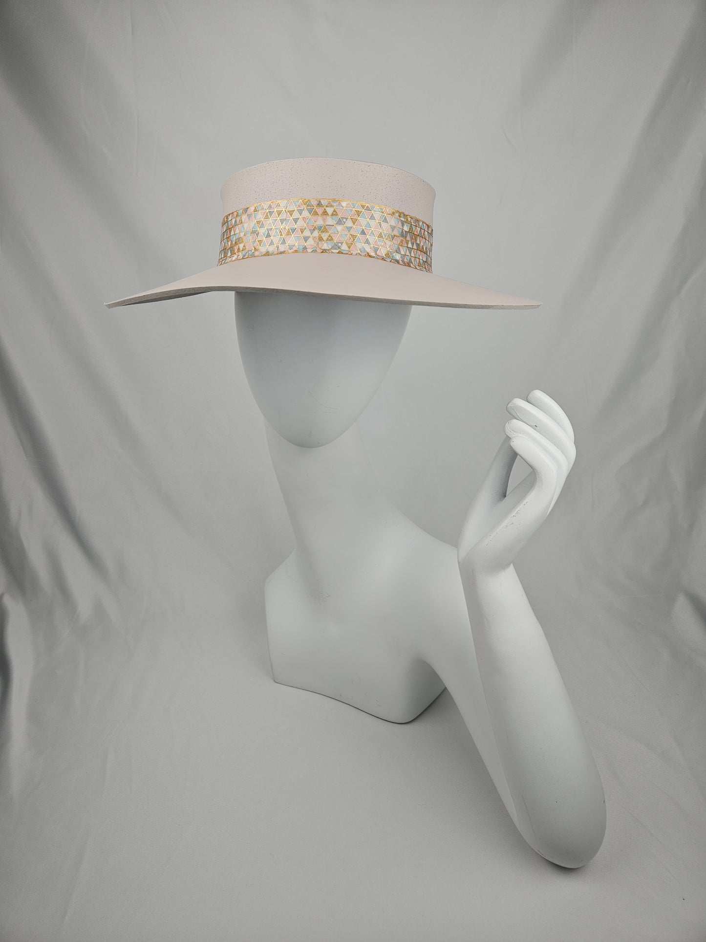 Light Pink "LadyEVA" Visor Hat with Pretty Geometric Band