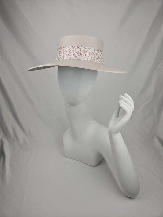 Tall Light Pink "LadyEVA" Visor Hat with Floral Band