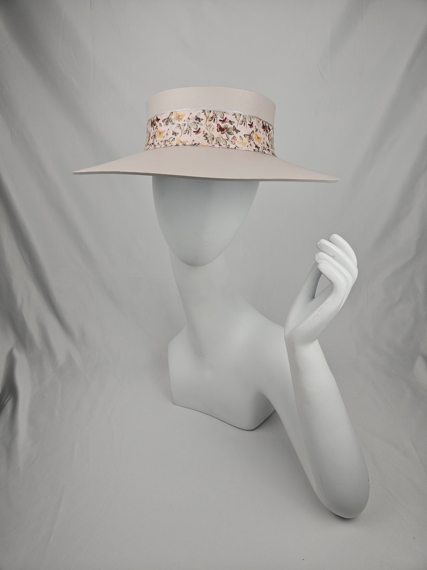 Light Pink "LadyEVA" Visor Hat with Pretty Butterfly Band