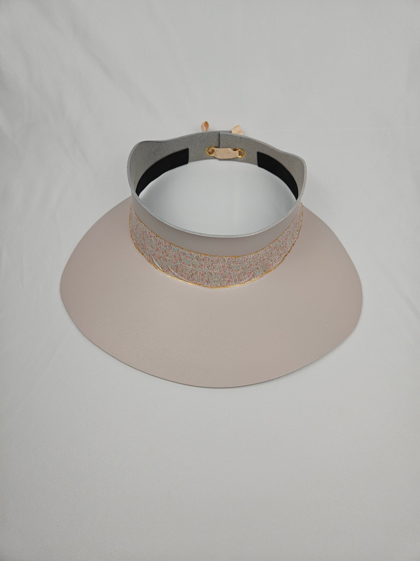 Light Pink "LadyEVA" Visor Hat with Delicate Crinkled Floral Band