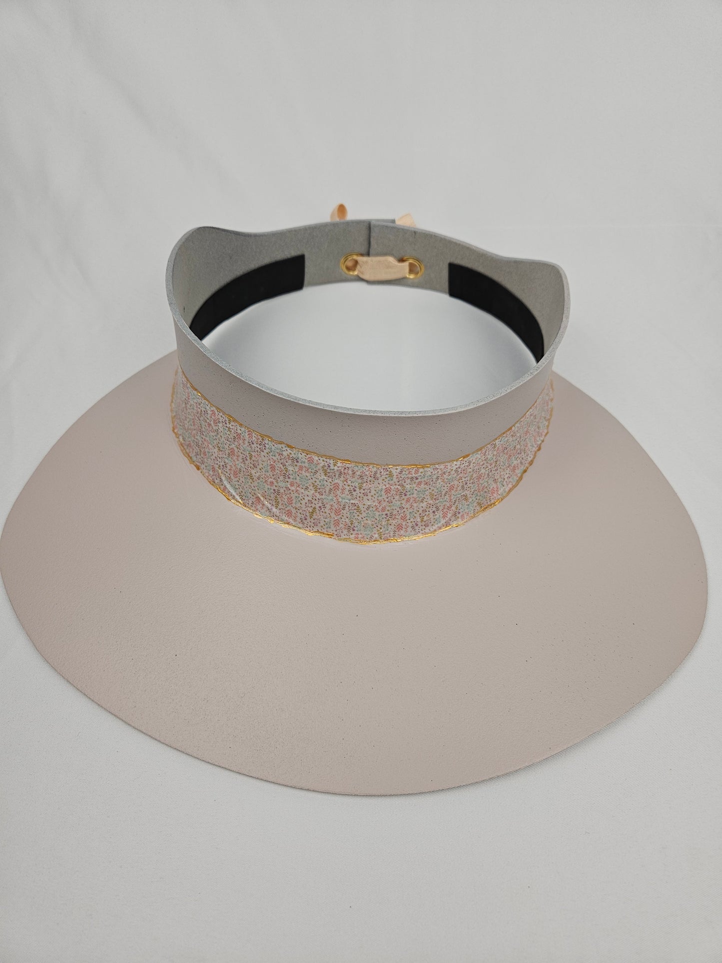 Light Pink "LadyEVA" Visor Hat with Delicate Crinkled Floral Band