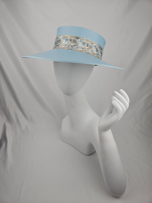 Light Blue "LadyEVA" Visor Hat with Elegant Golden Band