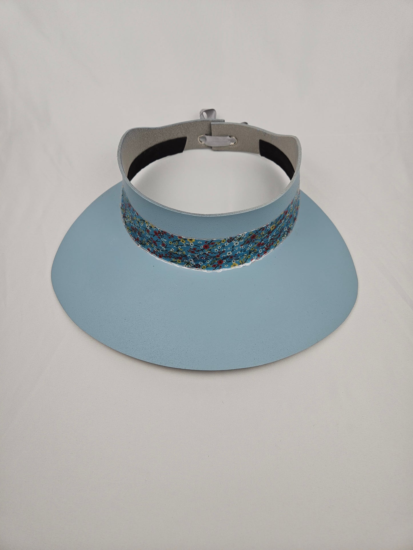 Light Blue "LadyEVA" Visor Hat with Floral Band