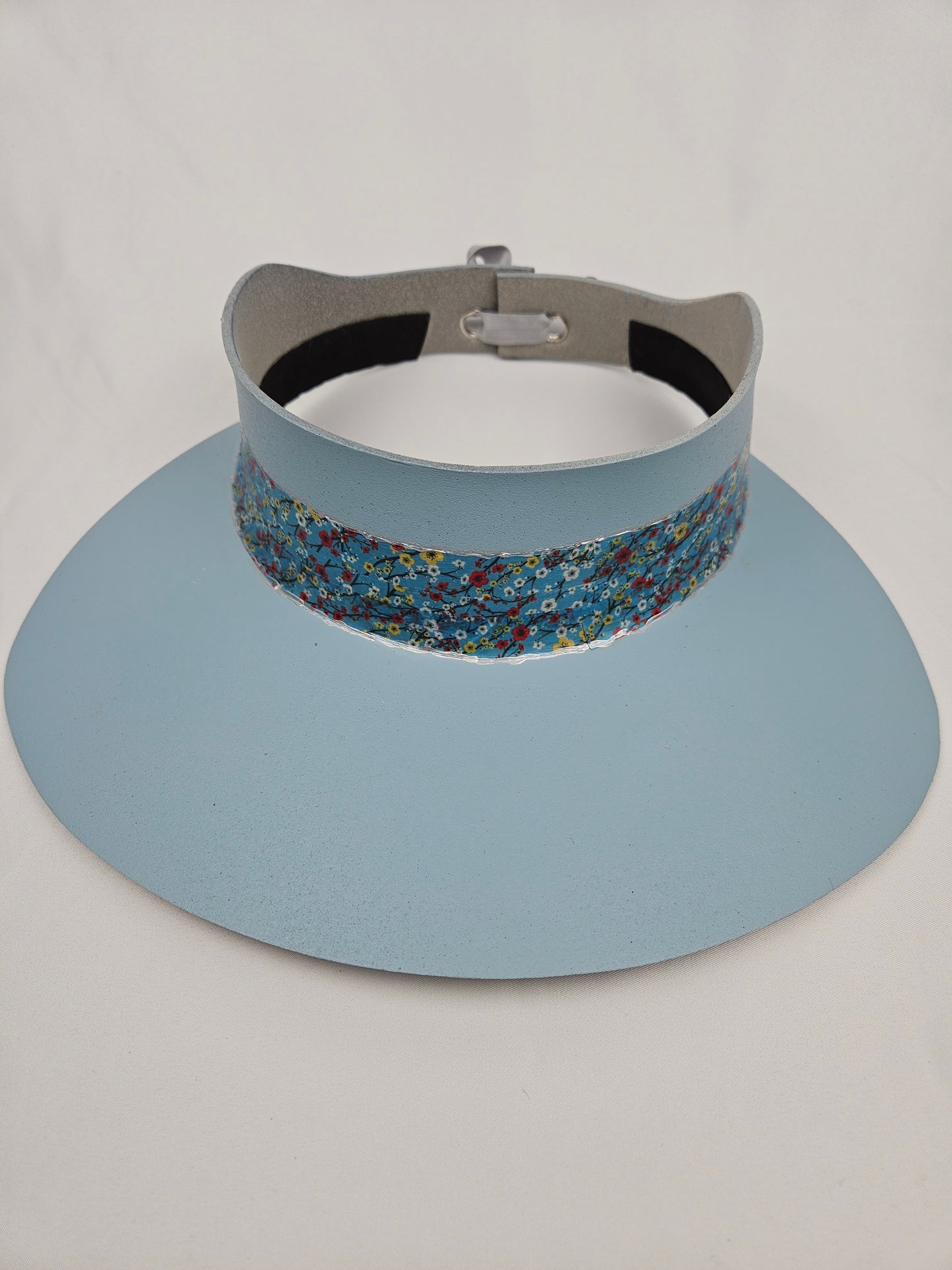 Light Blue "LadyEVA" Visor Hat with Floral Band