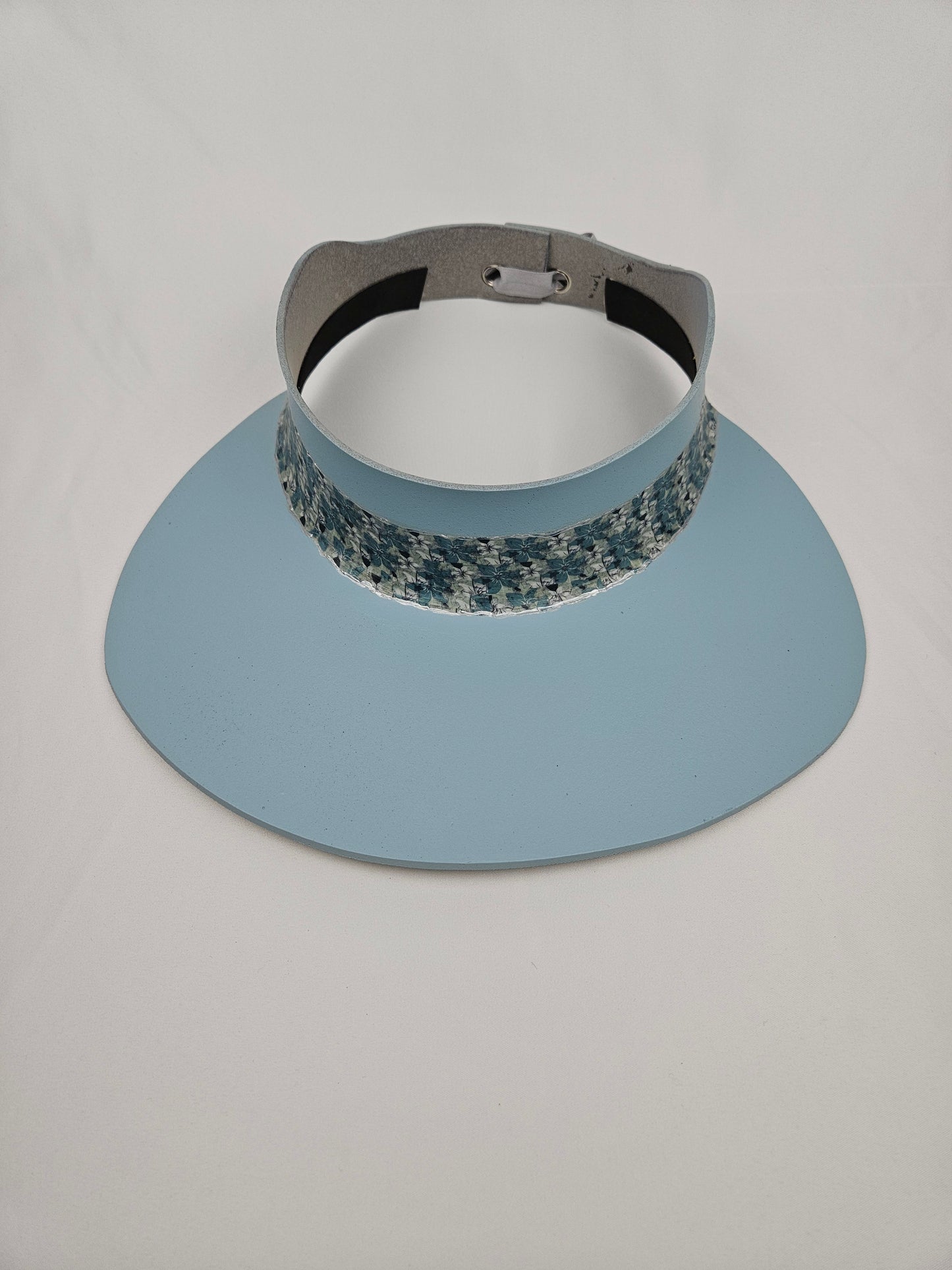 Light Blue "LadyEVA" Visor Hat with Teal Floral Band