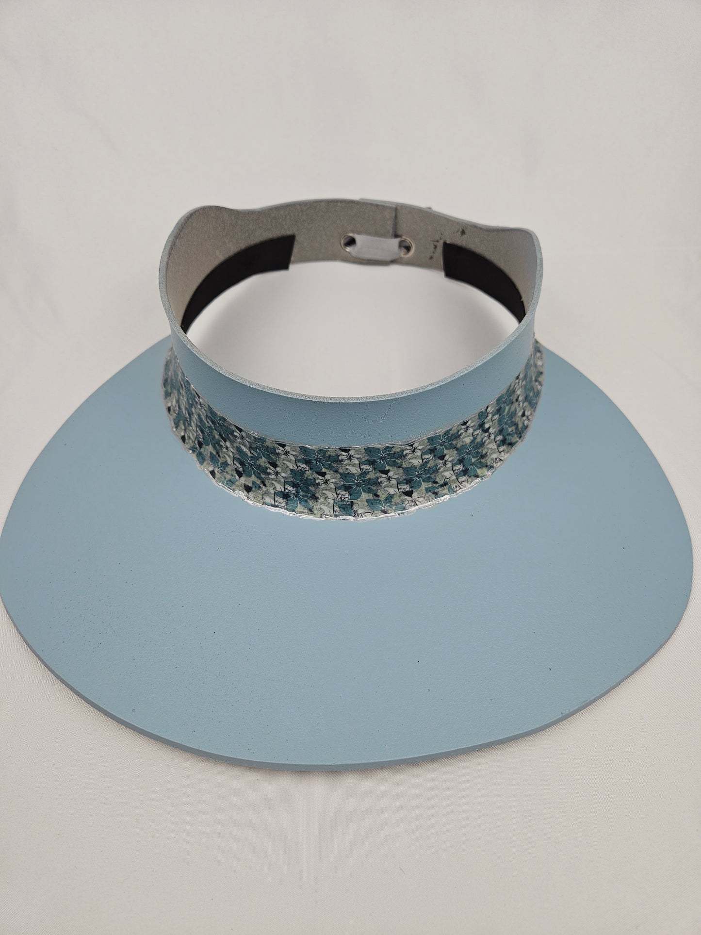 Light Blue "LadyEVA" Visor Hat with Teal Floral Band