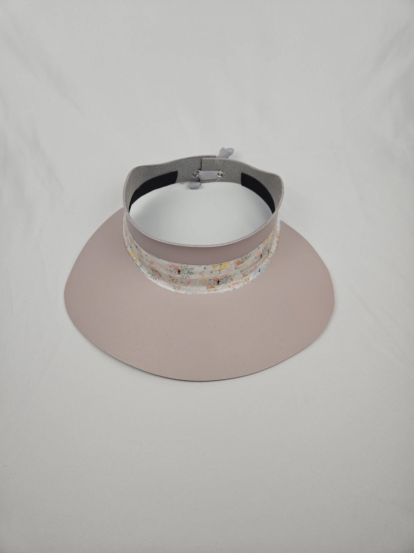 Light Pink "LadyEVA" Visor Hat with Pastel Floral and Butterfly Band