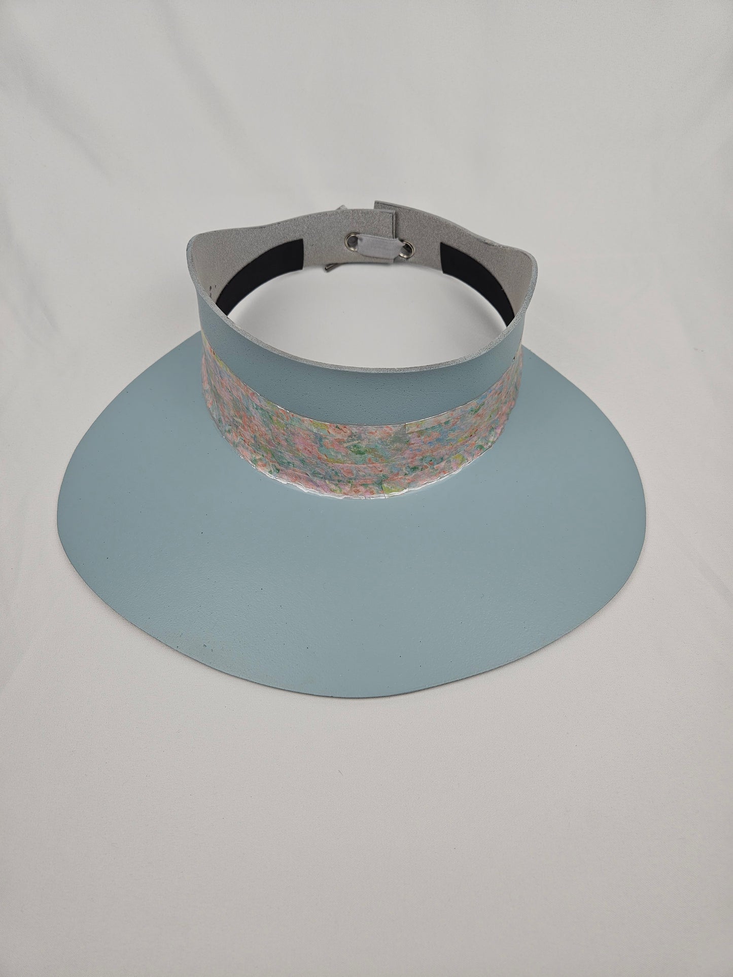 Tall Light Blue "LadyEVA" Visor Hat with Pastel Floral Band