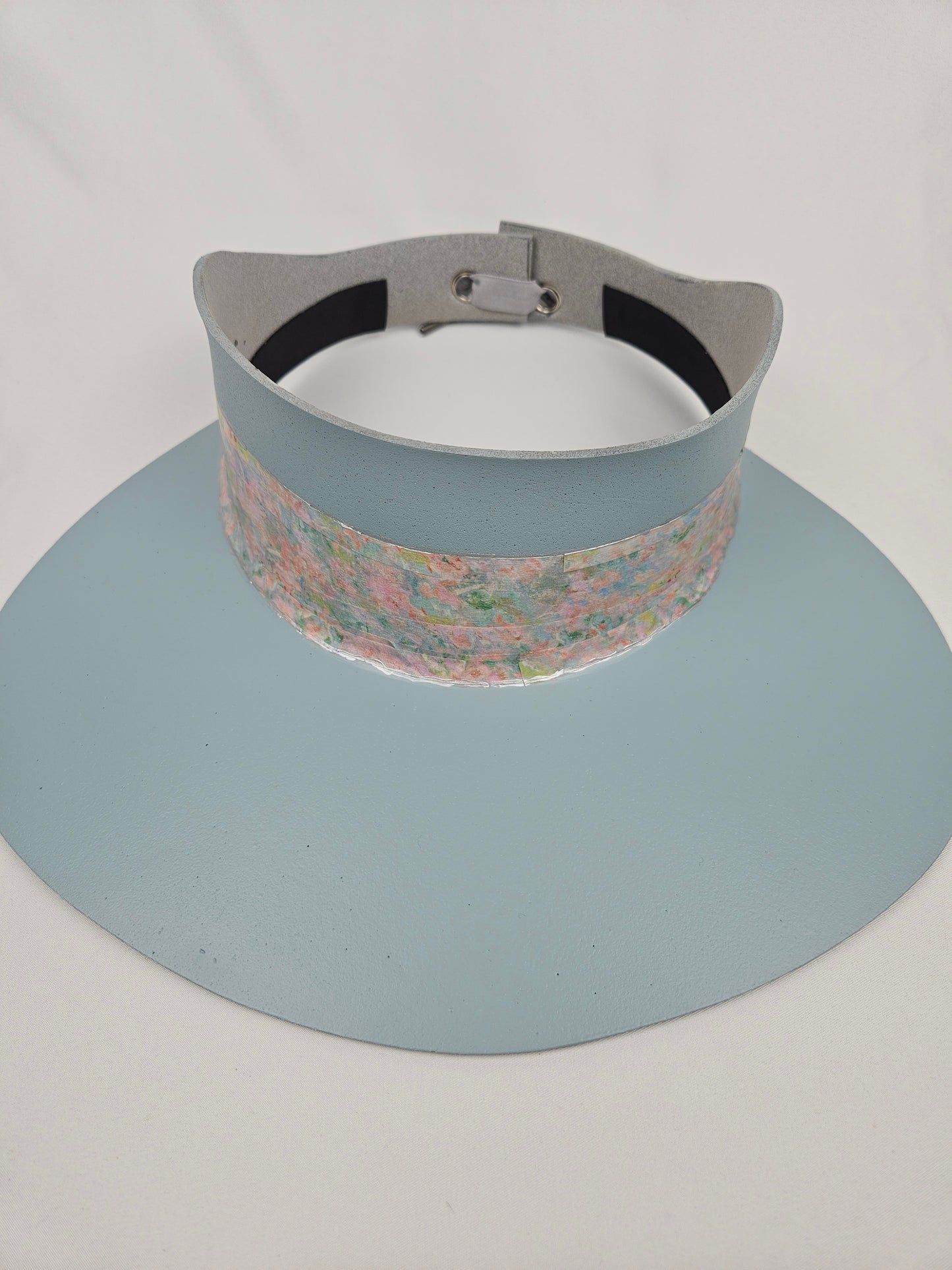 Tall Light Blue "LadyEVA" Visor Hat with Pastel Floral Band