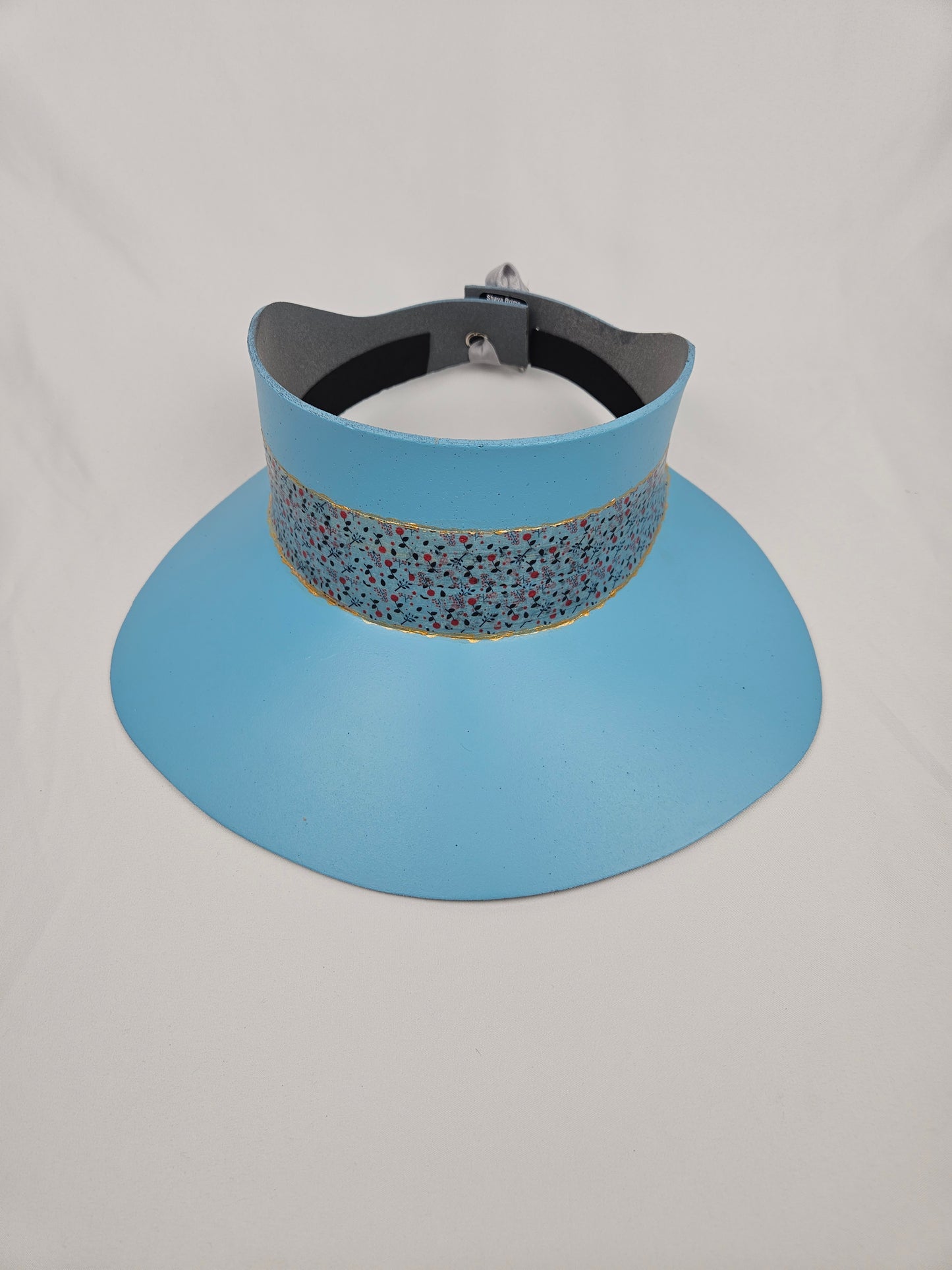 Tall Sky Blue "LadyEVA" Visor Hat with Delicate Floral Band