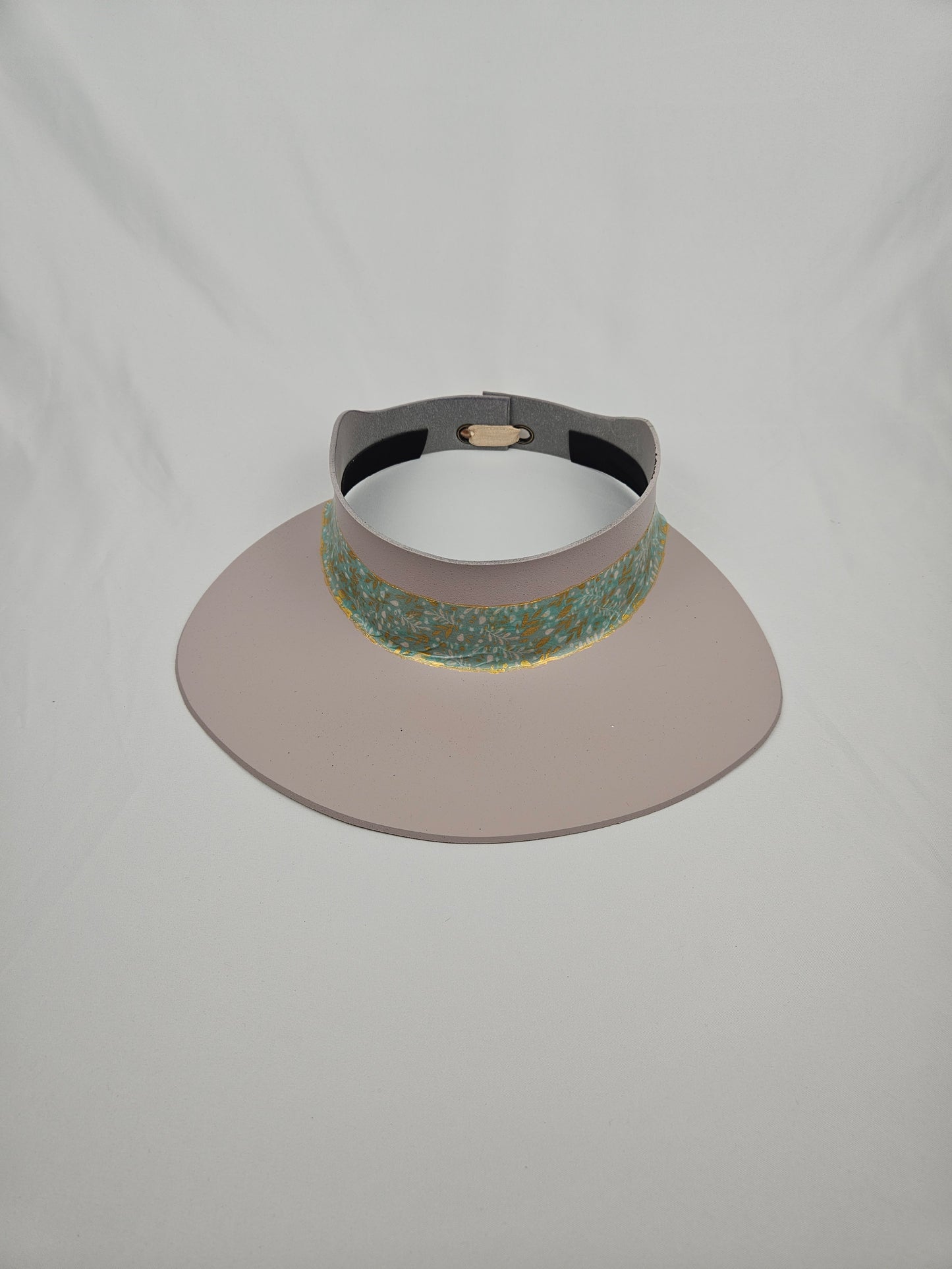 Light Pink "LadyEVA" Visor Hat with Seafoam Green and Gold Band