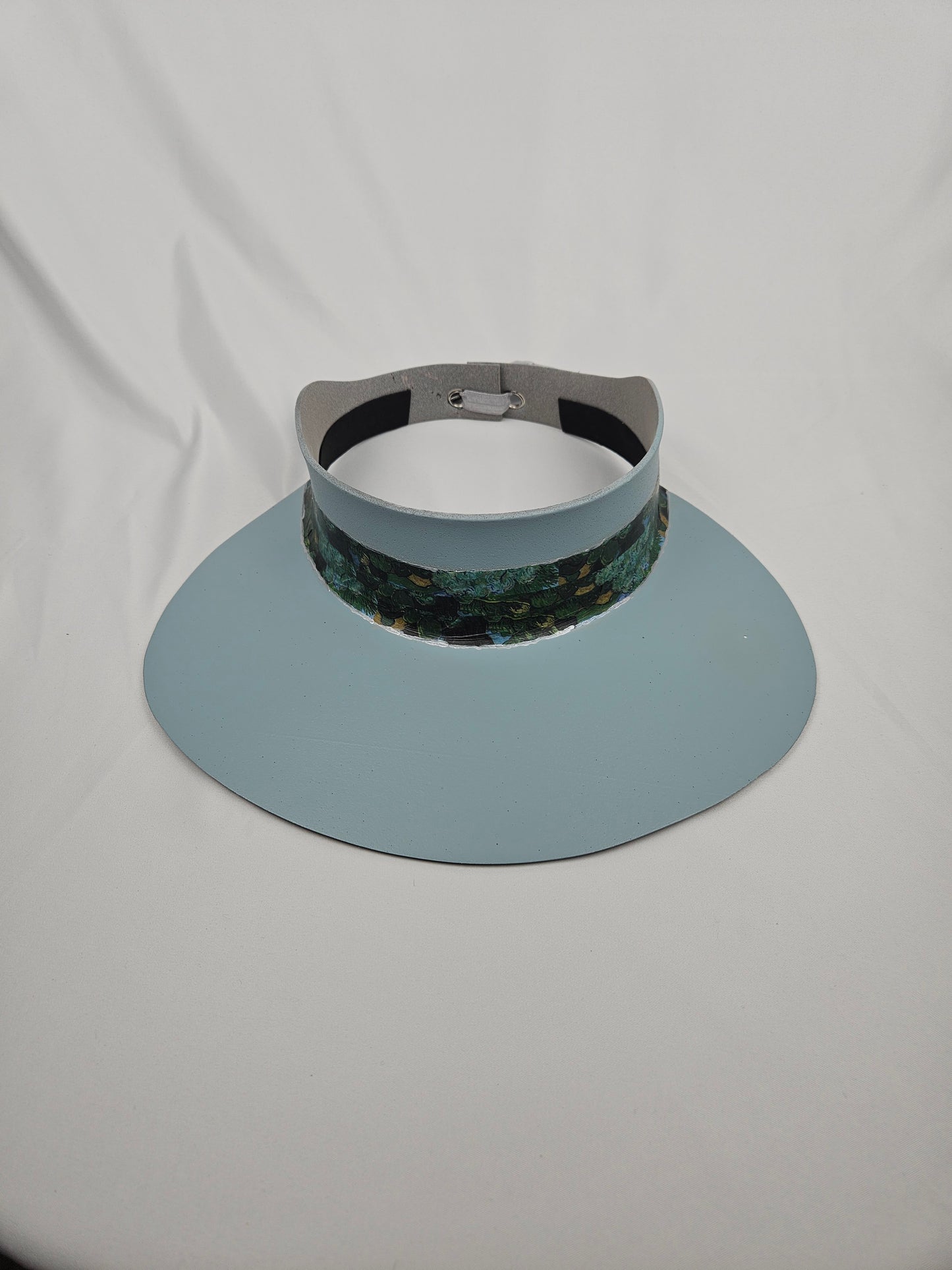 Light Blue "LadyEVA" Visor Hat with Green and Blue Monet Style Band