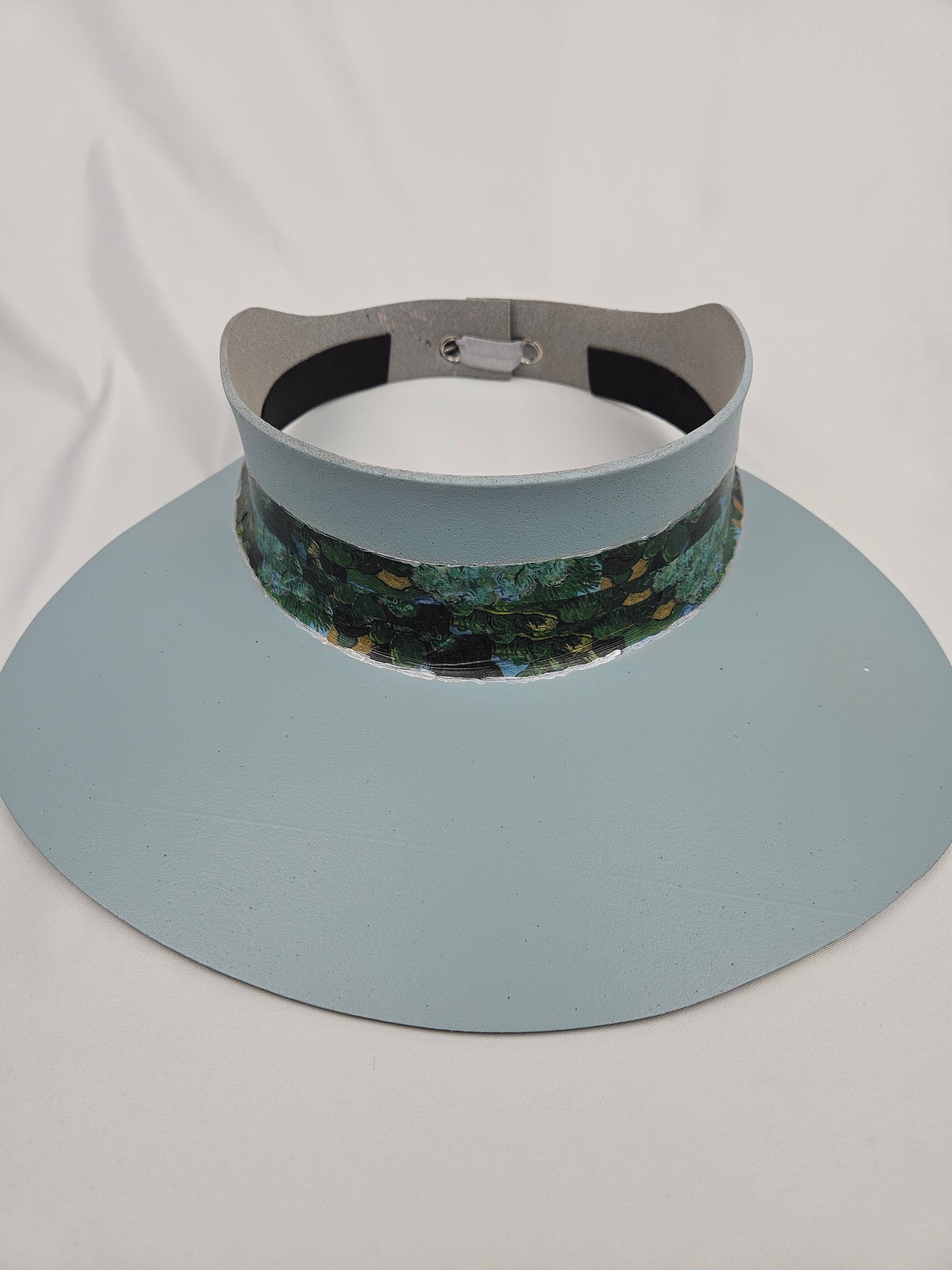 Light Blue "LadyEVA" Visor Hat with Green and Blue Monet Style Band