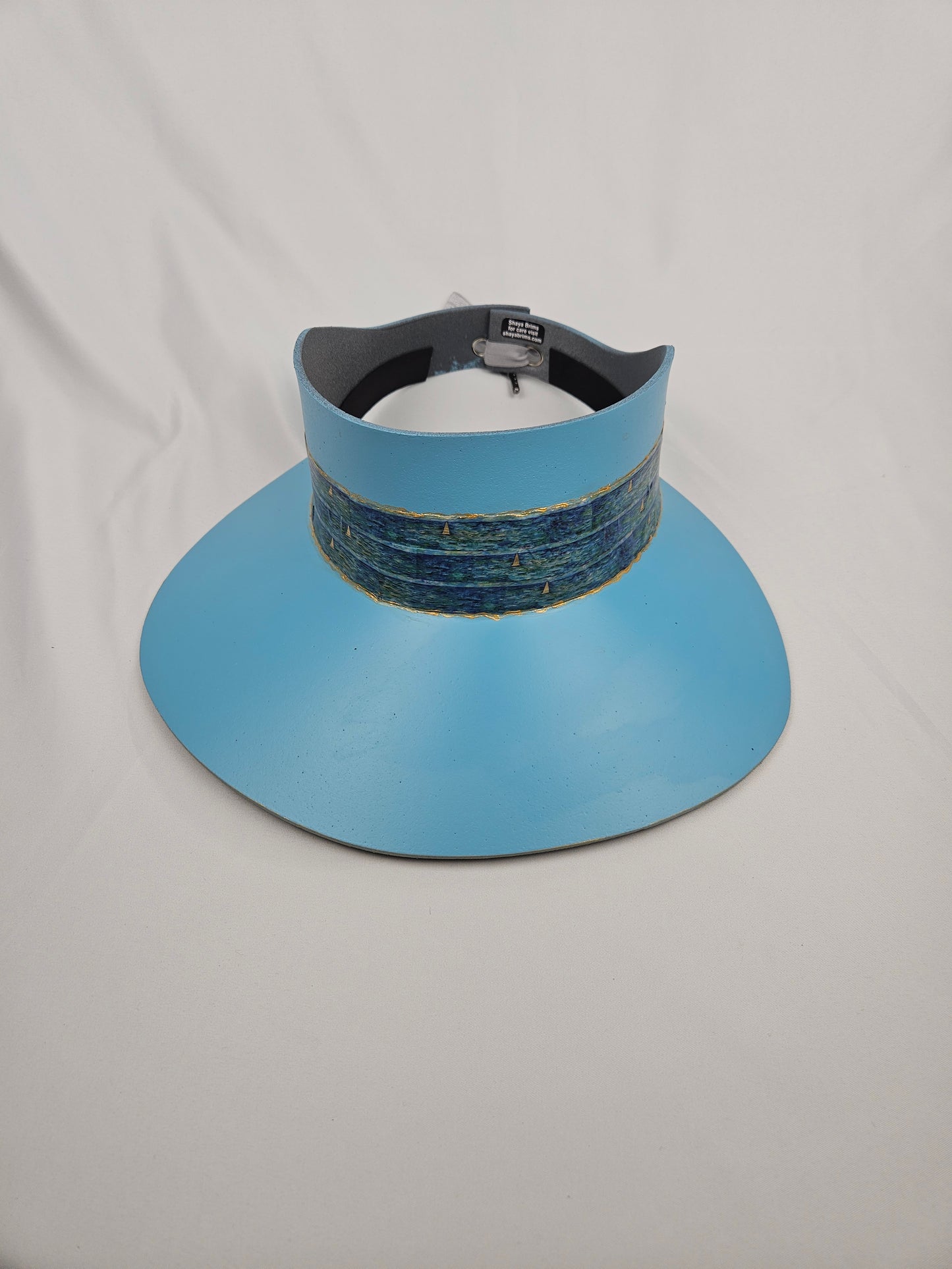 Tall Sky Blue "LadyEVA" Visor Hat with Green Monet Style Band