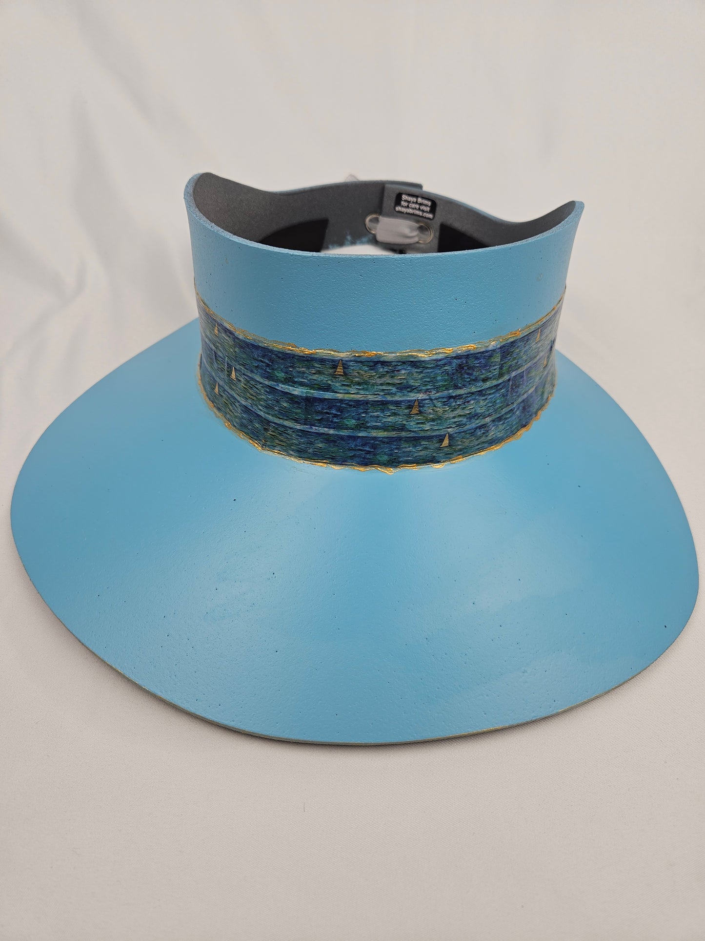 Tall Sky Blue "LadyEVA" Visor Hat with Green Monet Style Band