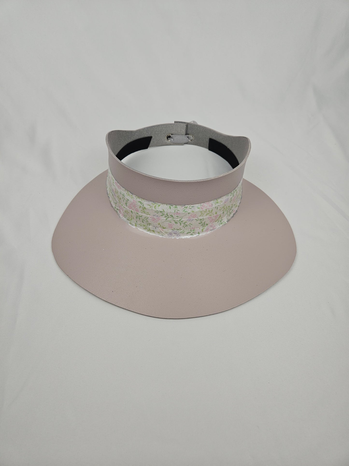 Tall Light Pink "LadyEVA" Visor Hat with Pastel Floral Band