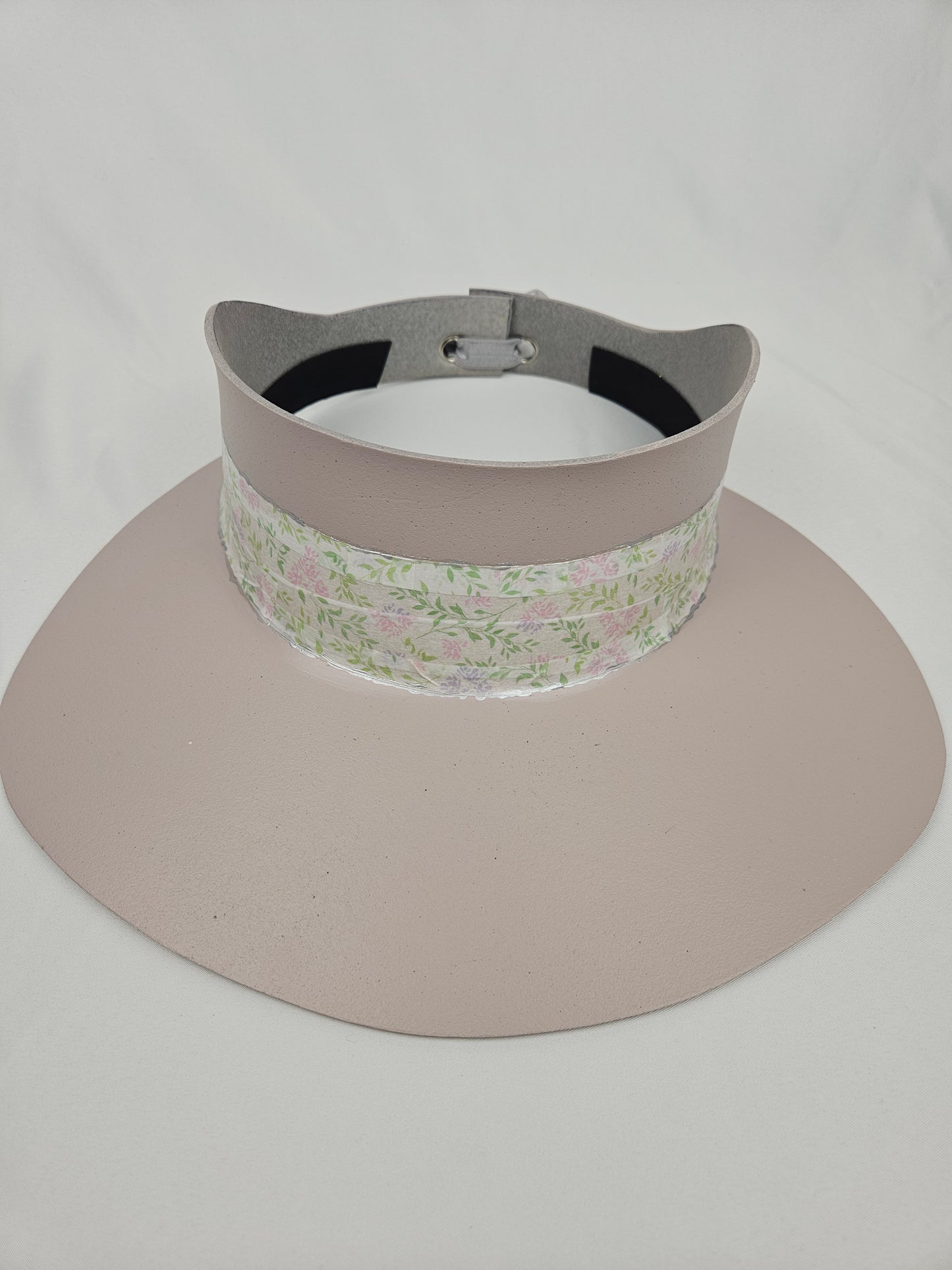 Tall Light Pink "LadyEVA" Visor Hat with Pastel Floral Band