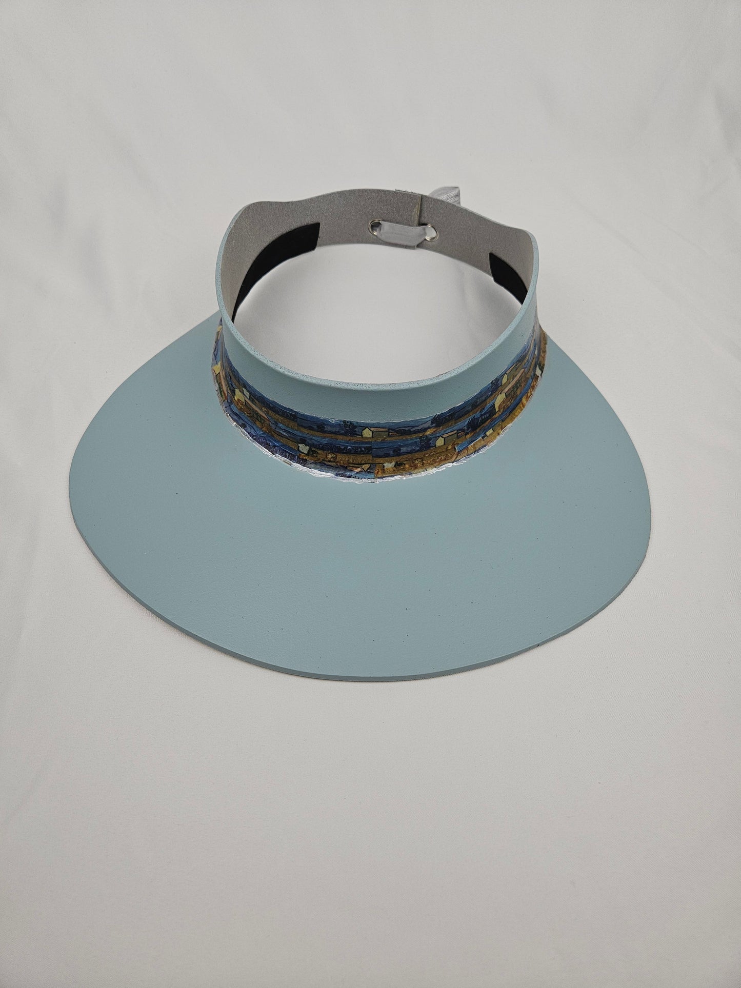 Light Blue "LadyEVA" Visor Hat with Monet Style Blue Band