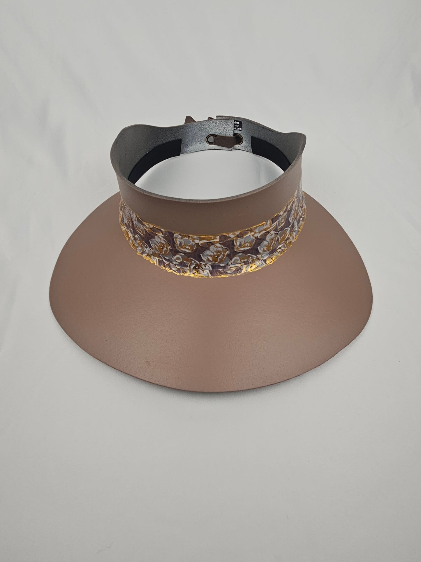 Tall Brown "LadyEVA" Visor Hat with Golden Floral Band