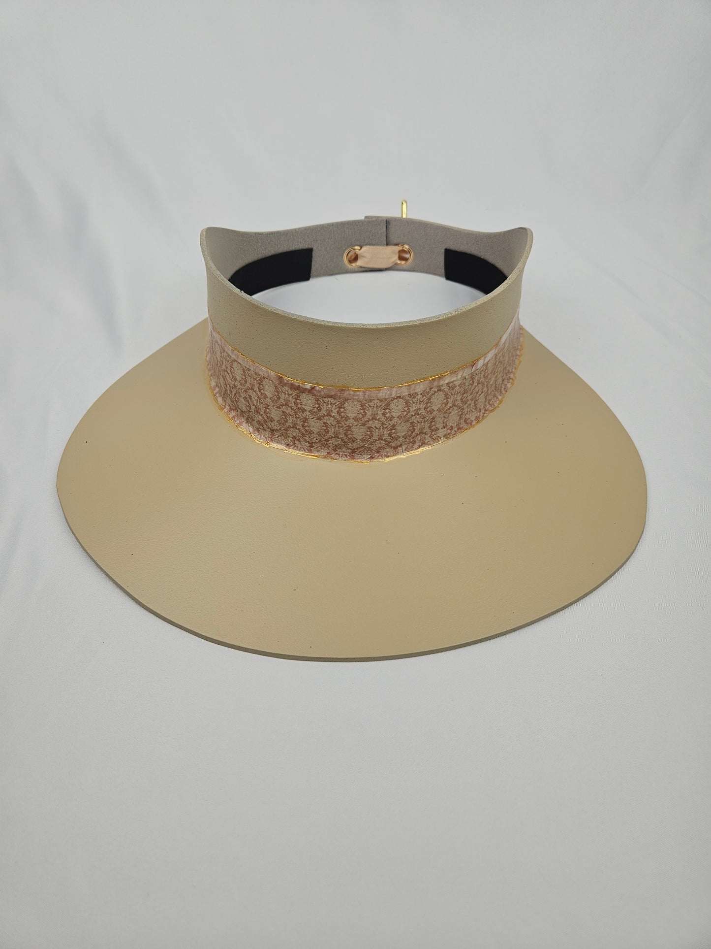 Tall Beige "LadyEVA" Visor Hat with Delicate Warm Brown Band