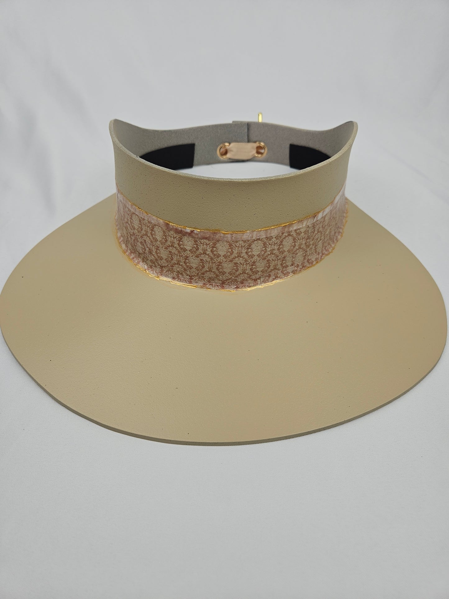 Tall Beige "LadyEVA" Visor Hat with Delicate Warm Brown Band