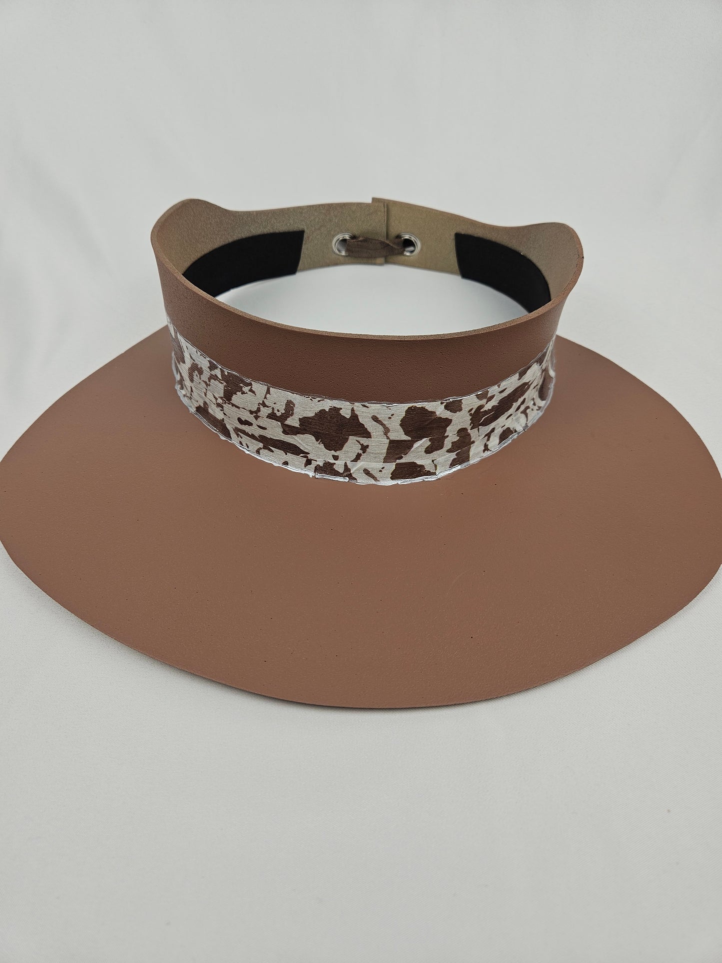 Brown "LadyEVA" Visor Hat with Brown Patterned Band