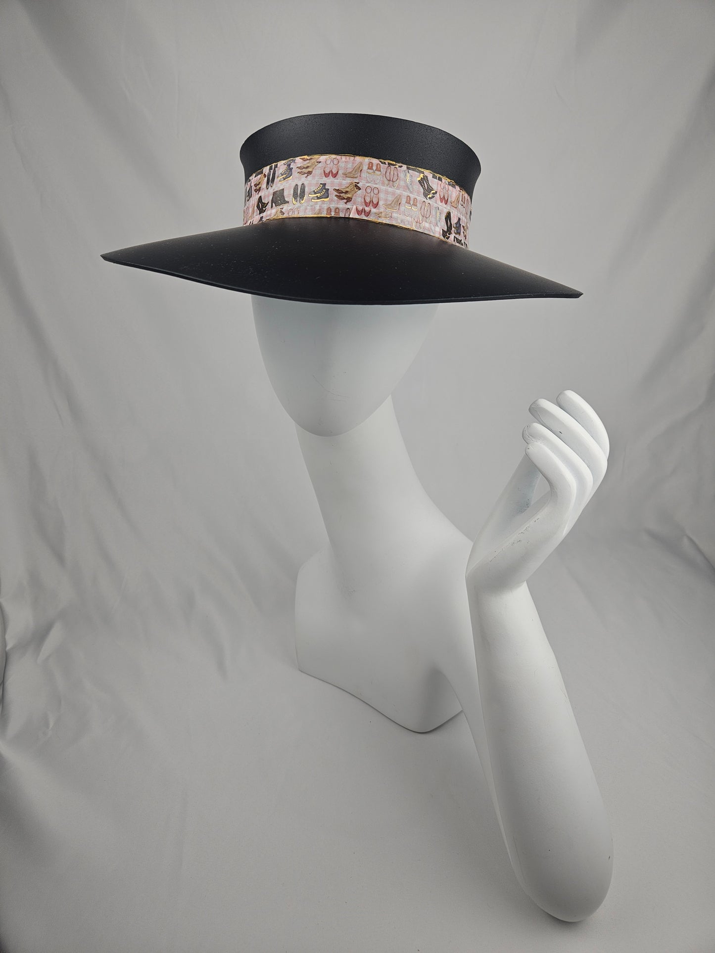 Black "LadyEVA" Visor Hat with Cute Shoe Themed Band