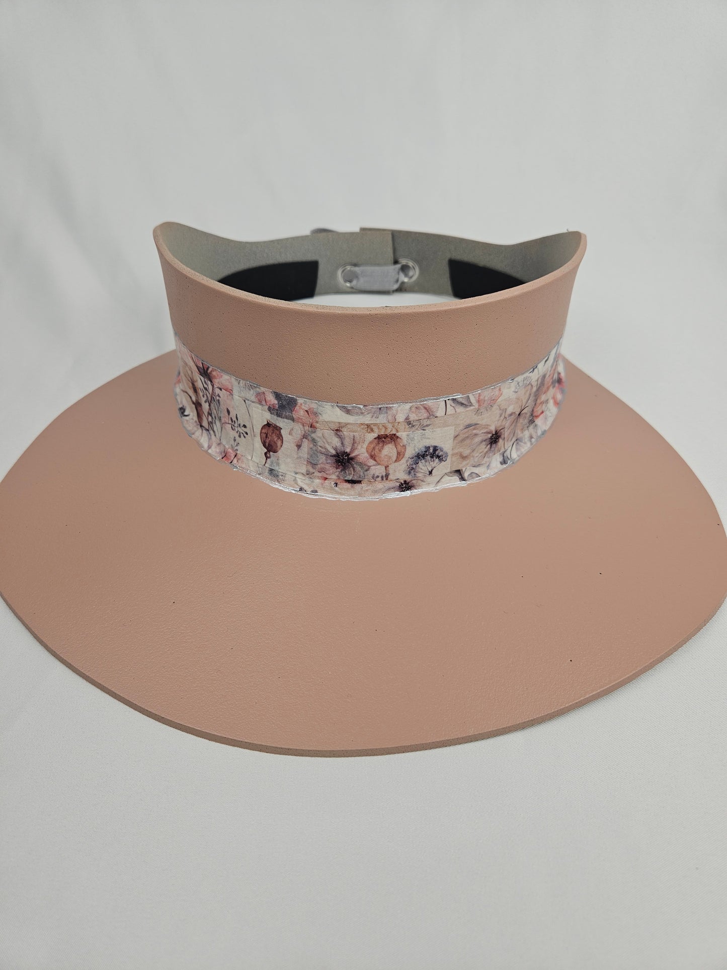 Peachy Pink "LadyEVA" Visor Hat with Bold Floral Band