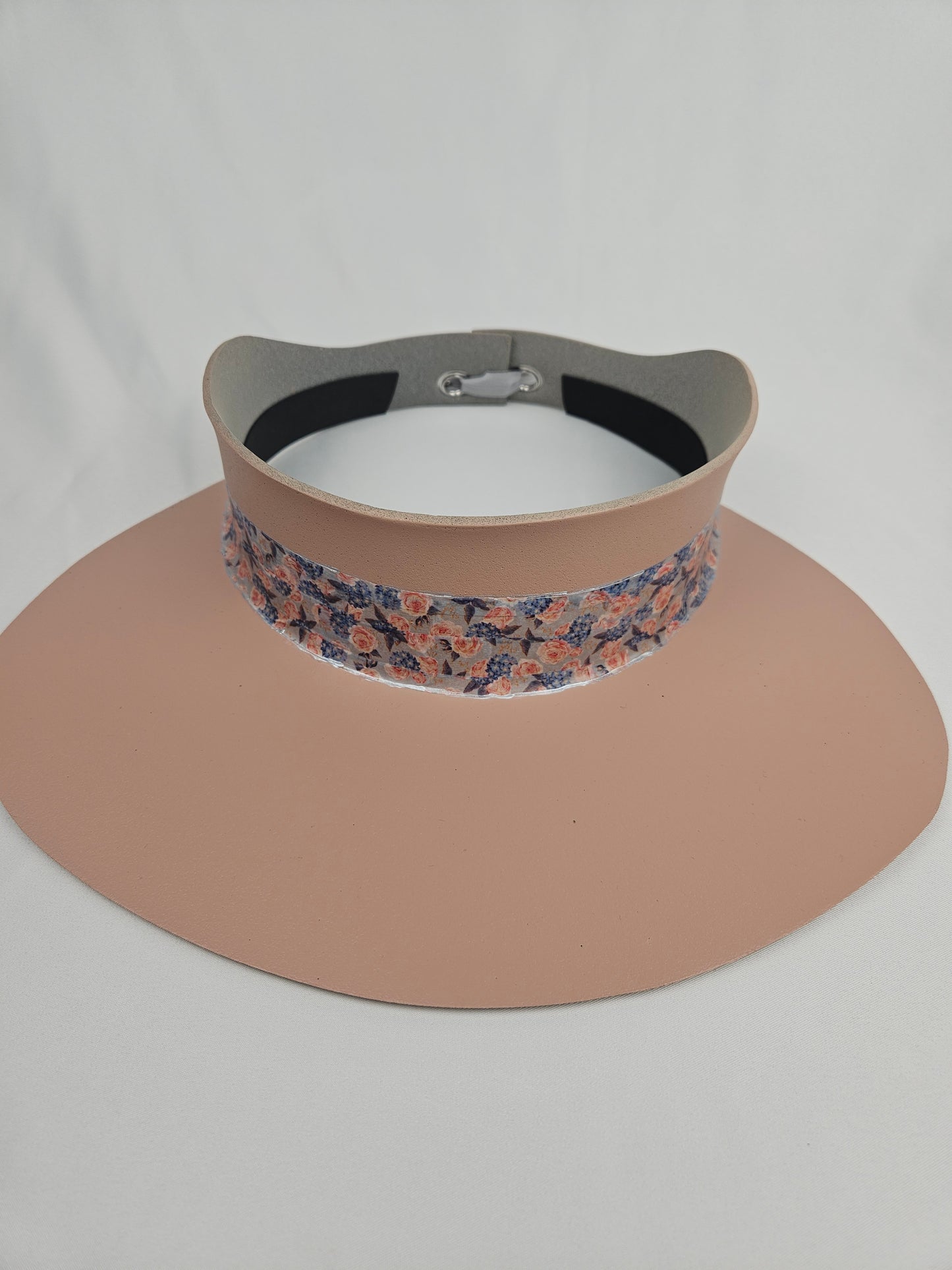 Peachy Pink "LadyEVA" Visor Hat with Floral Band