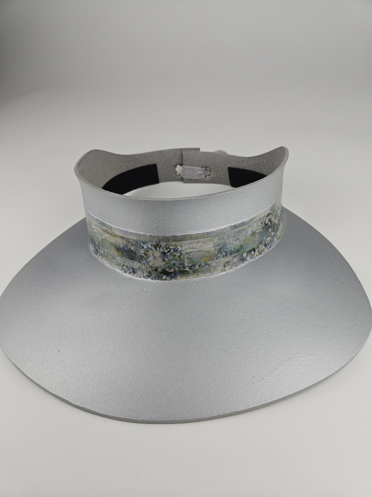 Silver "LadyEVA" Visor Hat with Green Monet Style Band