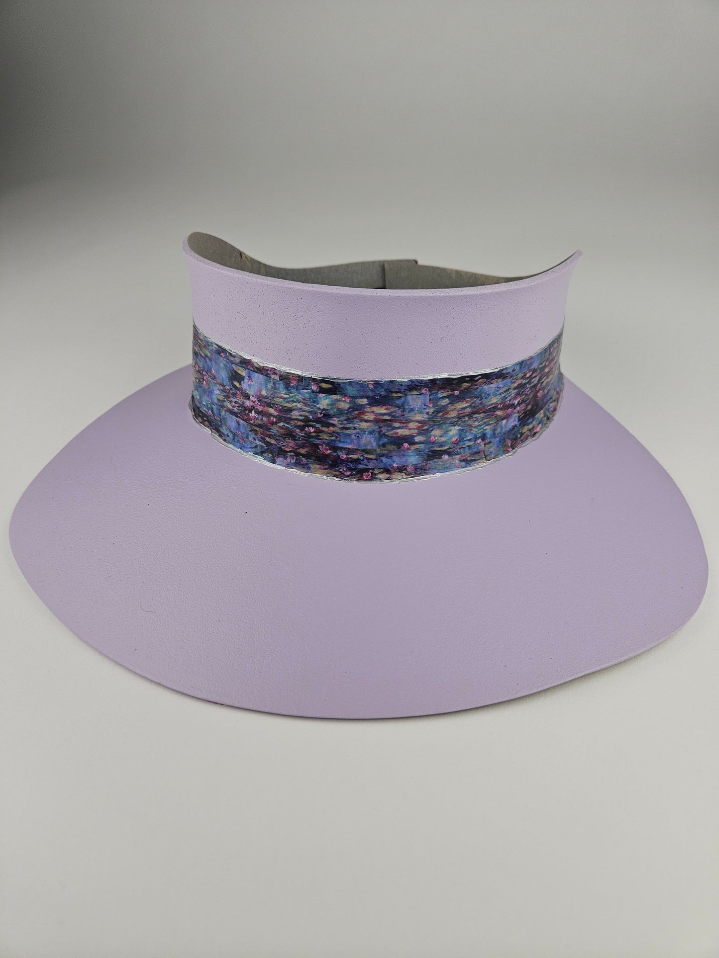 Tall Lilac Purple "LadyEVA" Visor Hat with Multicolor Monet Style Band