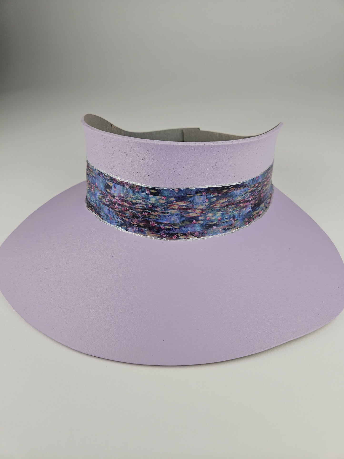 Tall Lilac Purple "LadyEVA" Visor Hat with Multicolor Monet Style Band