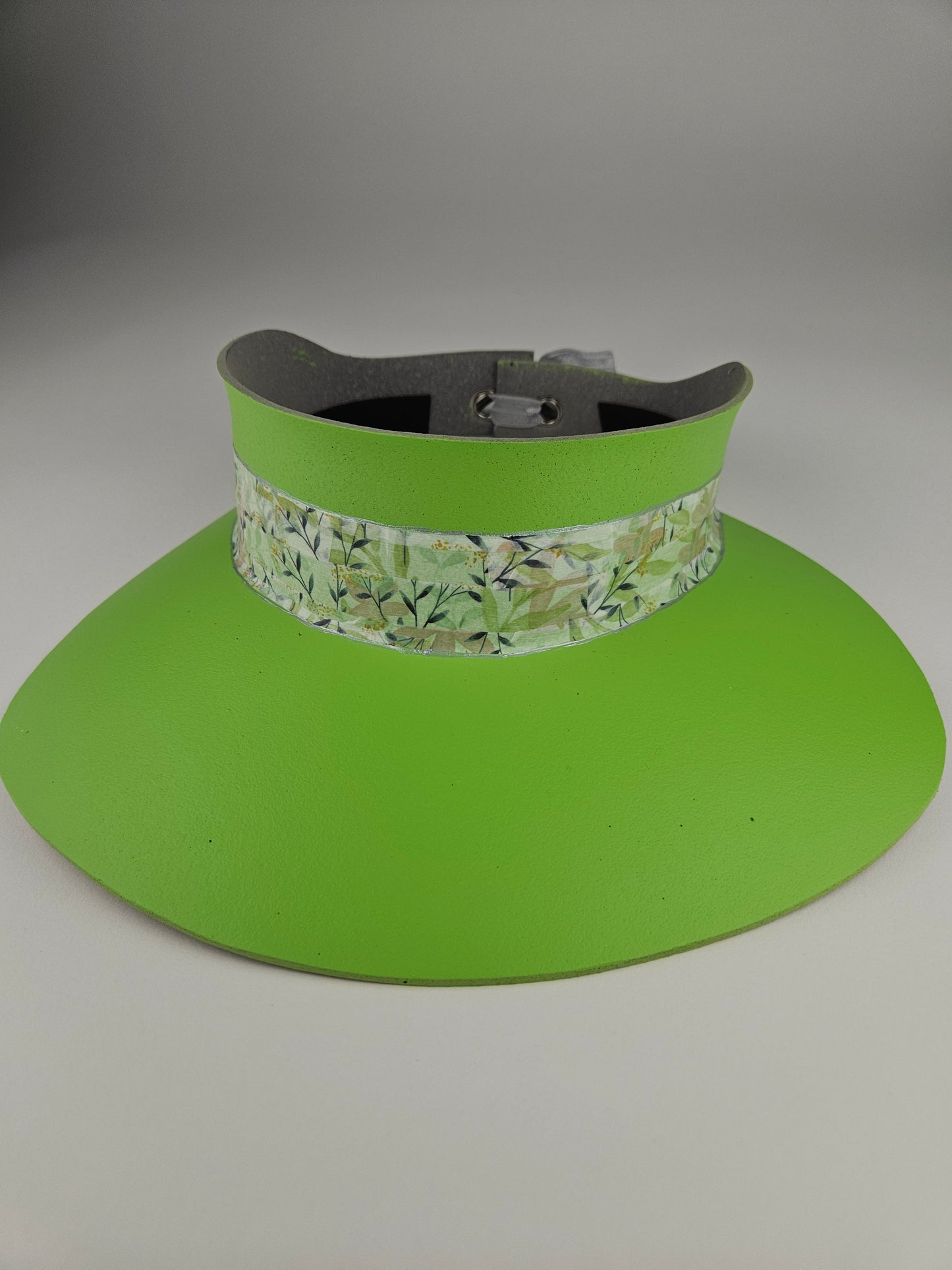 Neon Green "LadyEVA" Visor Hat with Botanical Band